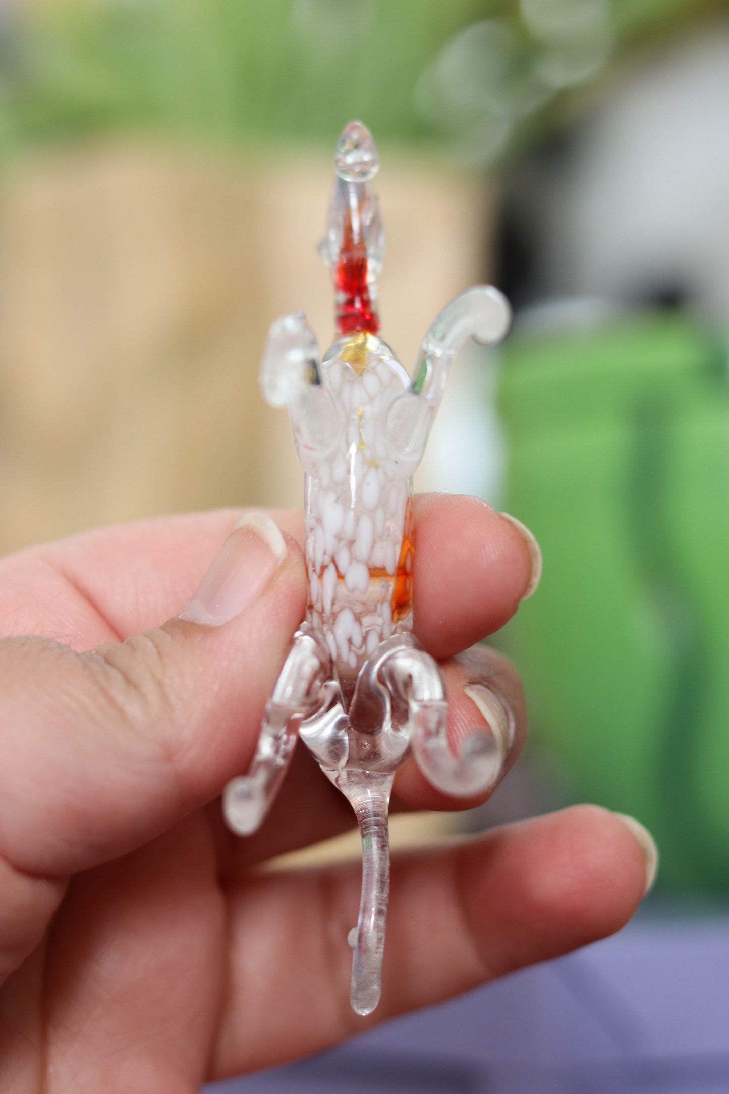 Small Clear Multi Color Glass Horse Trinket