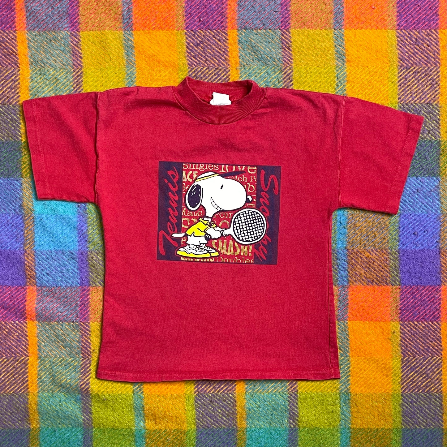 Vintage Red Snoopy Tennis Kids Graphic Tee Sz 6
