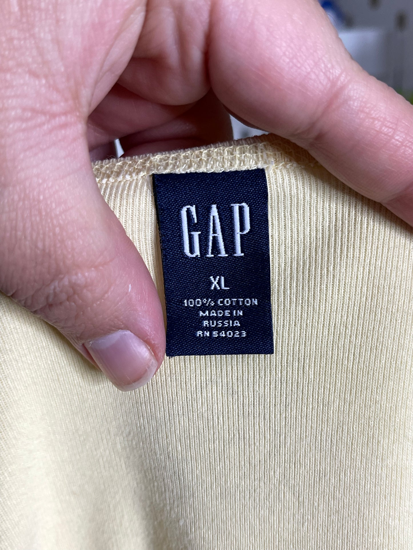 Vintage 90s Pale Yellow Mandala Gap Long Sleeve sz L