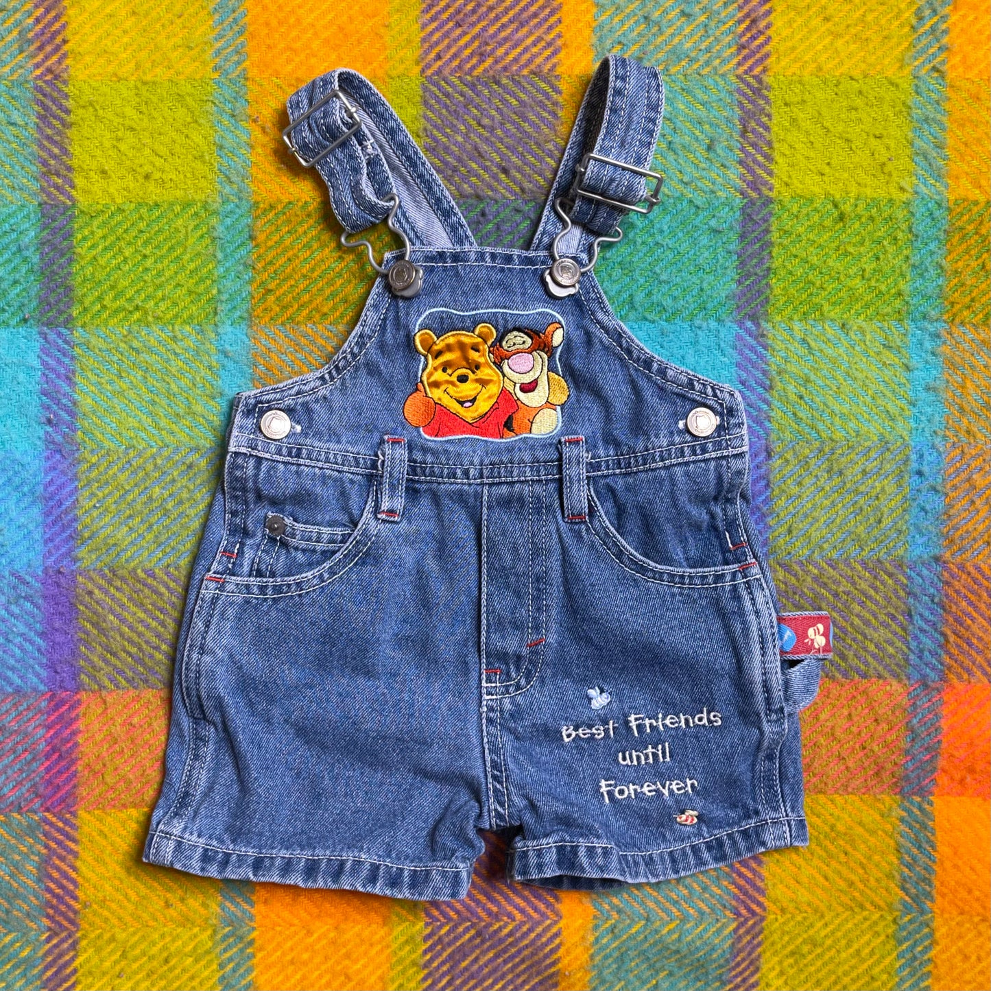 Vintage Winnie The Pooh & Tigger Denim Baby Overalls Sz 6-9M