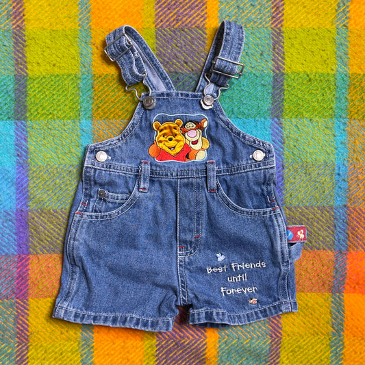 Vintage Winnie The Pooh & Tigger Denim Baby Overalls Sz 6-9M