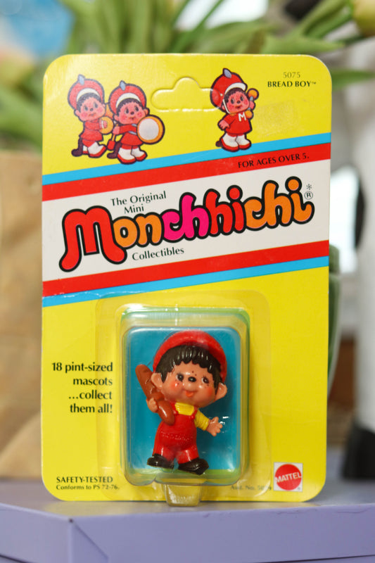 Vintage 80s Deadstock Monchhichi Collectible Trinket (Bread Boy)