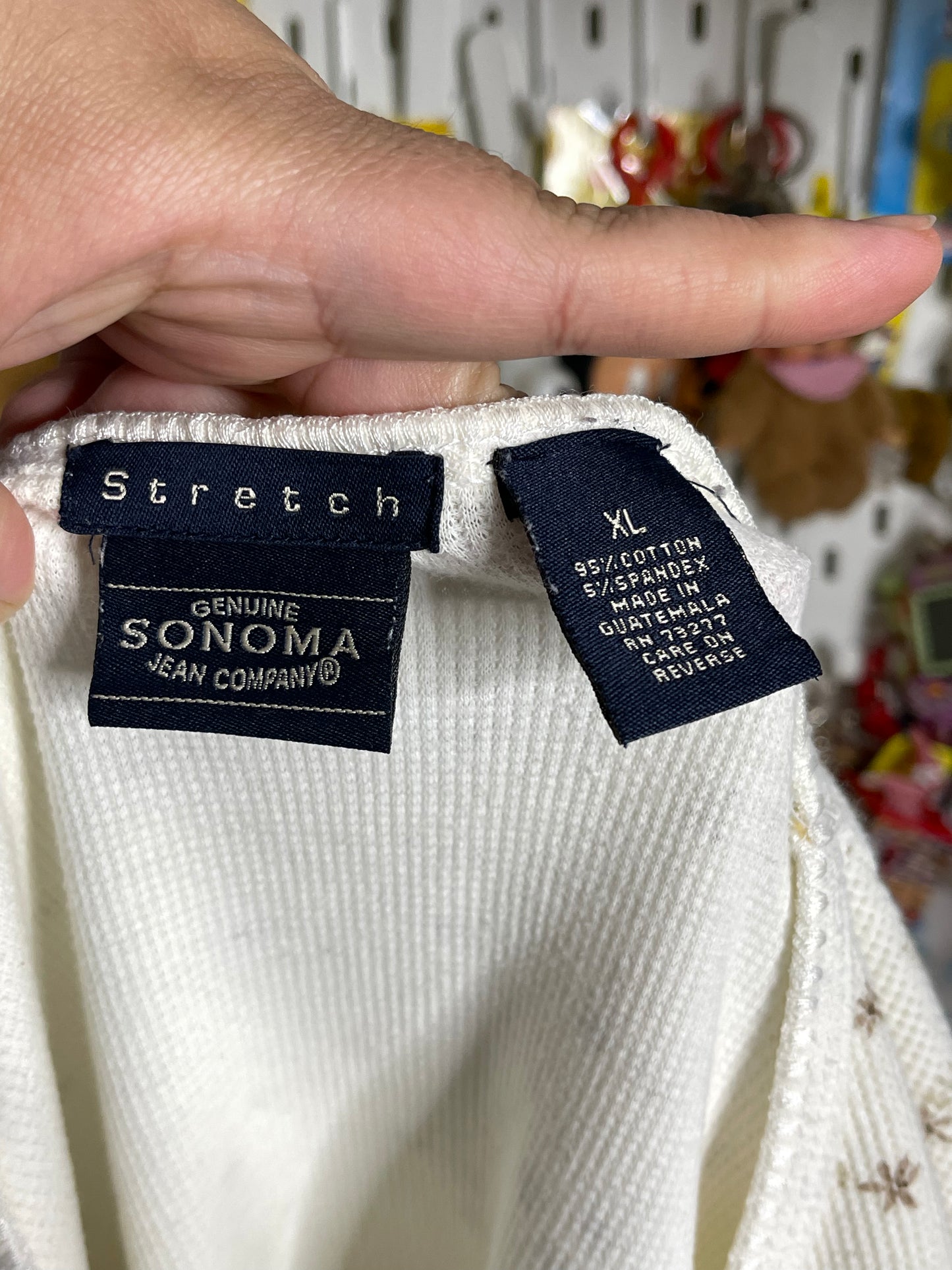 2000s floral cream waffle knit long sleeve sz XL