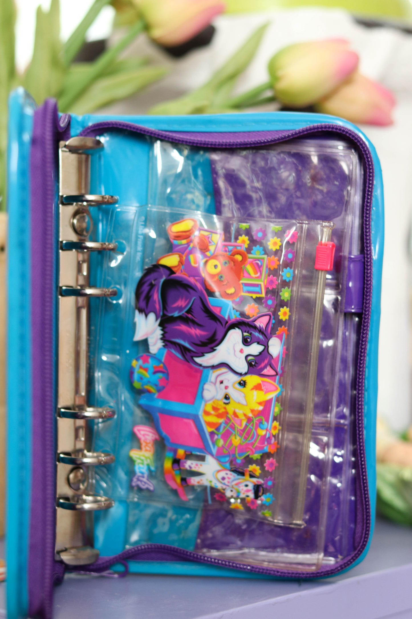 Vintage Lisa Frank Playtime Kittens Mini Binder Case