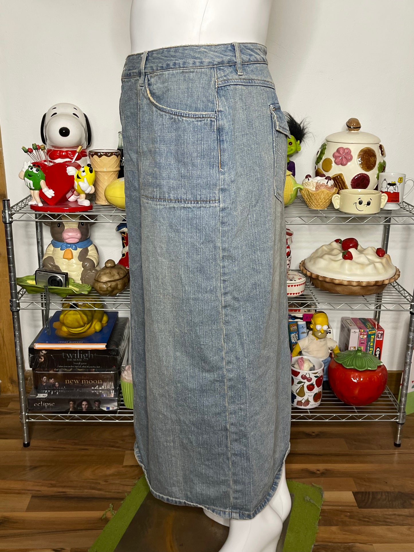 Plus Size Cato Distressed Style Denim Maxi Skirt Sz 28W