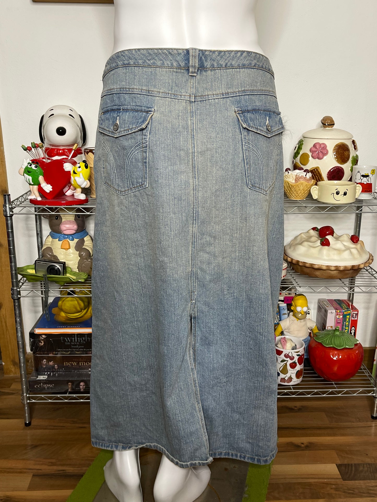 Plus Size Cato Distressed Style Denim Maxi Skirt Sz 28W