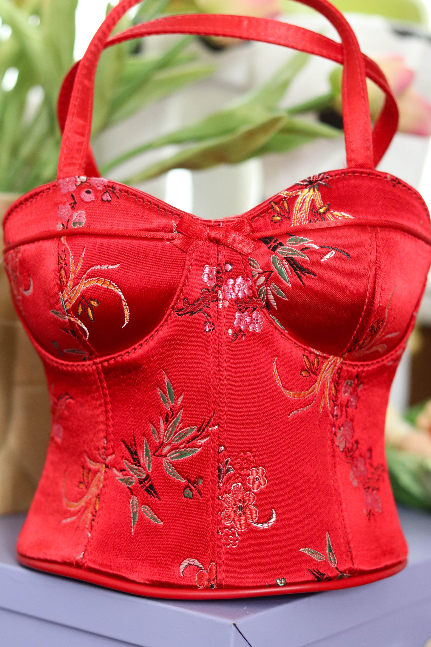 2000s Deadstock Red Floral Bustier Purse (A)