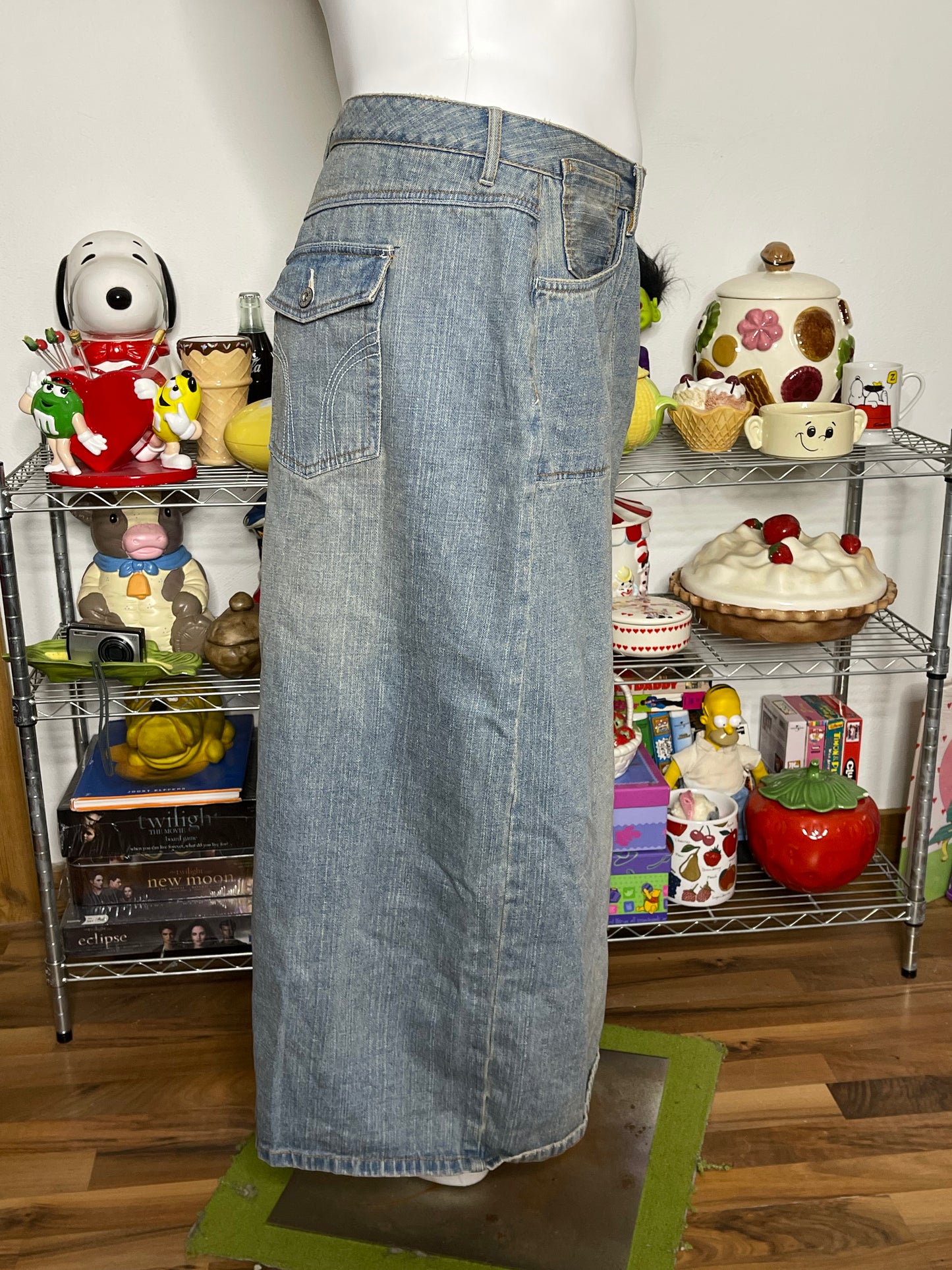 Plus Size Cato Distressed Style Denim Maxi Skirt Sz 28W