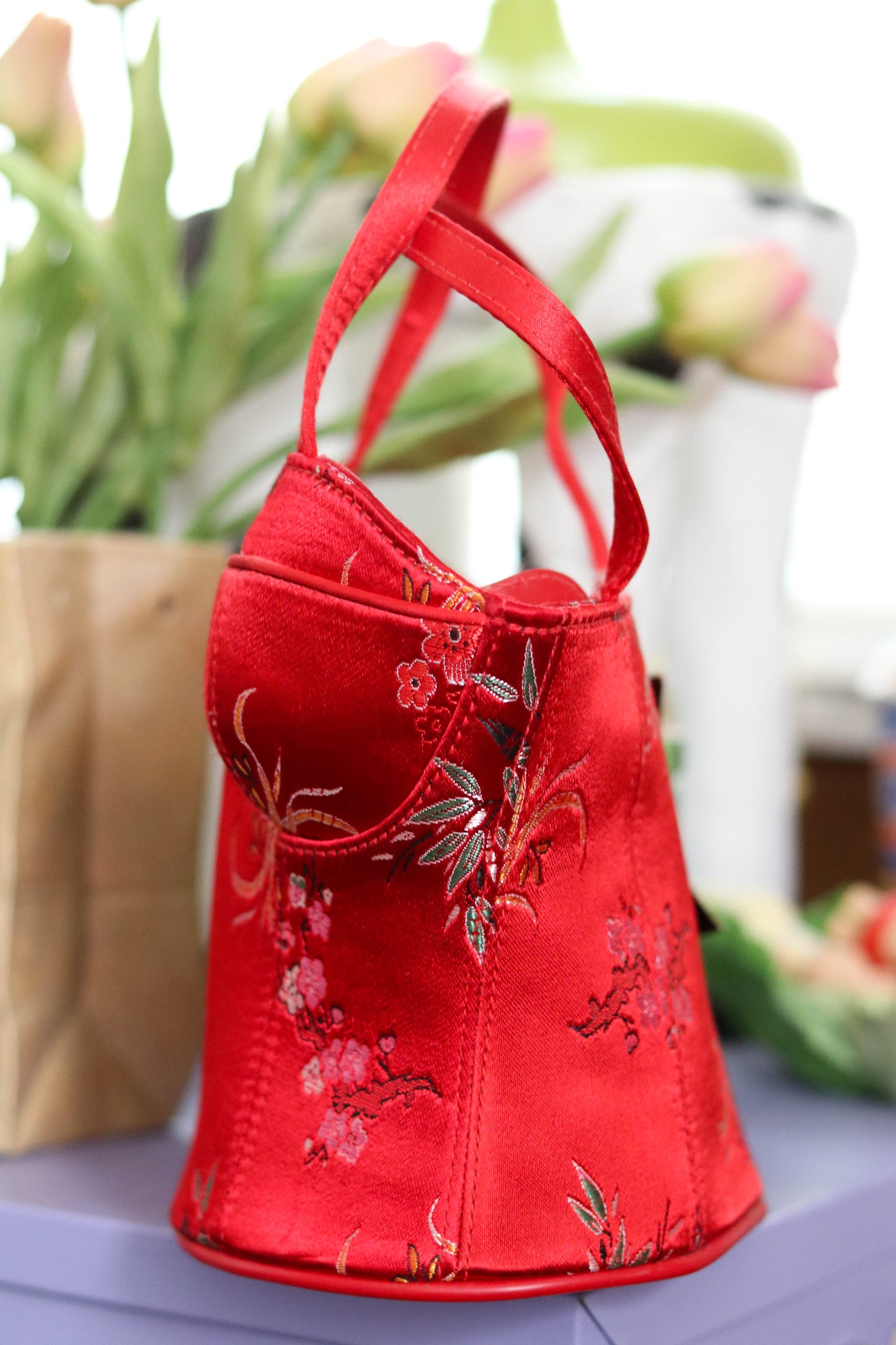 2000s Deadstock Red Floral Bustier Purse (A)