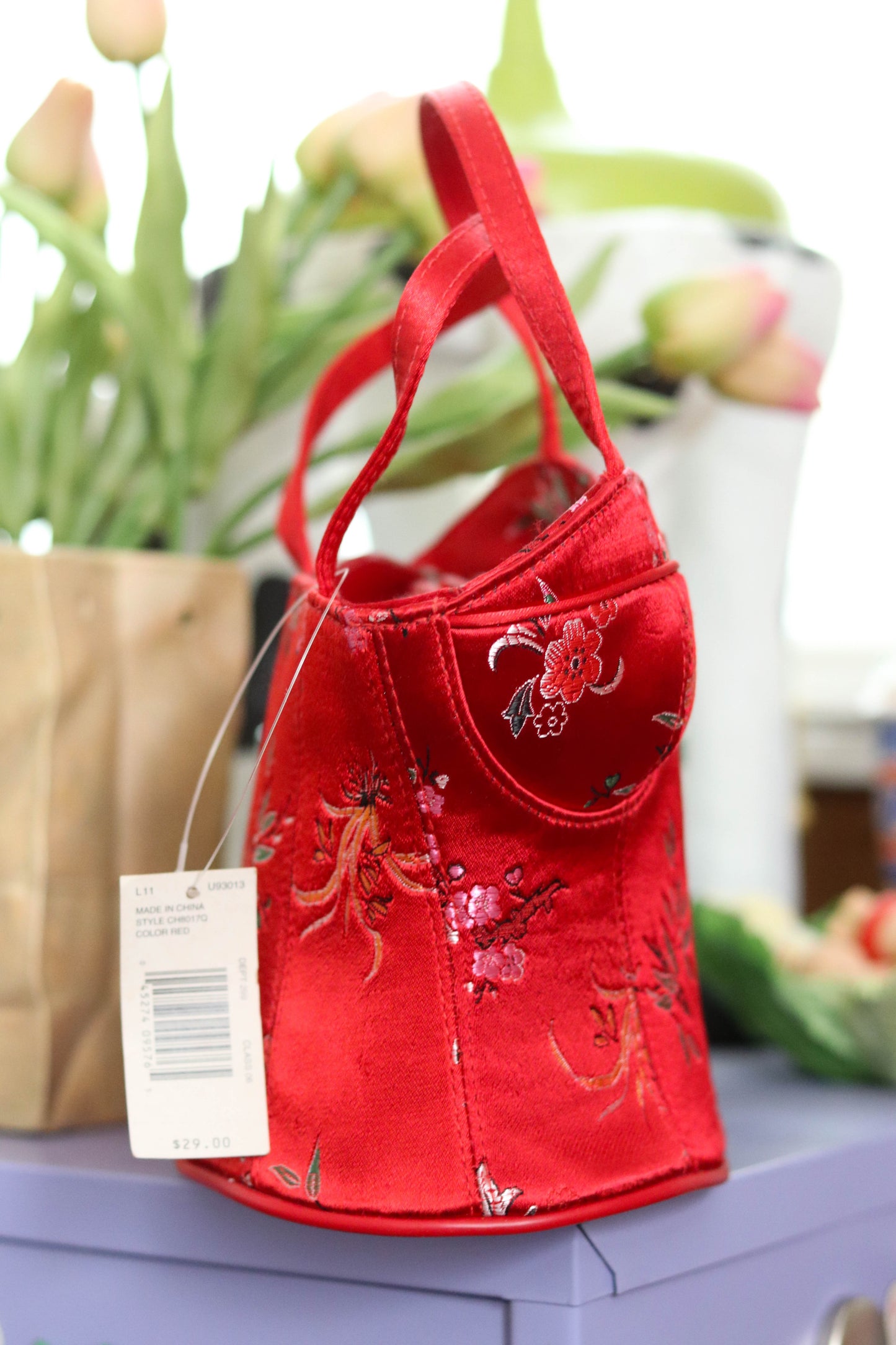 2000s Deadstock Red Floral Bustier Purse (A)