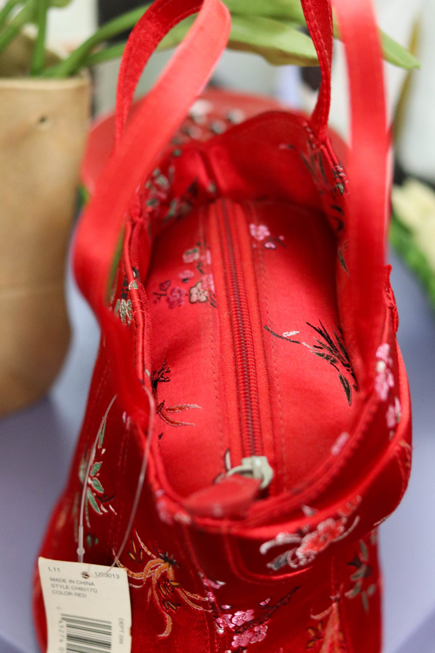 2000s Deadstock Red Floral Bustier Purse (A)