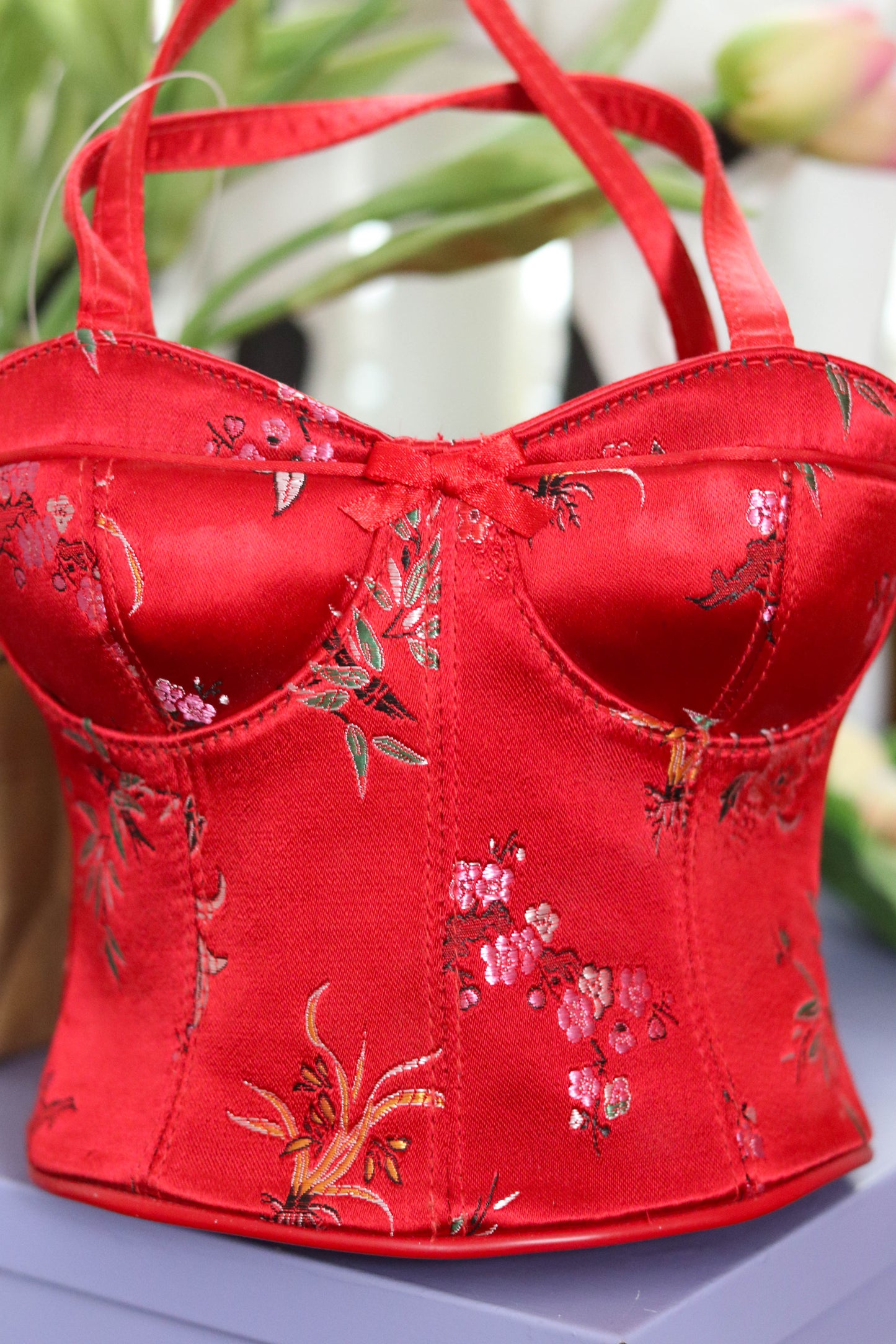 2000s Deadstock Red Floral Bustier Purse (B)
