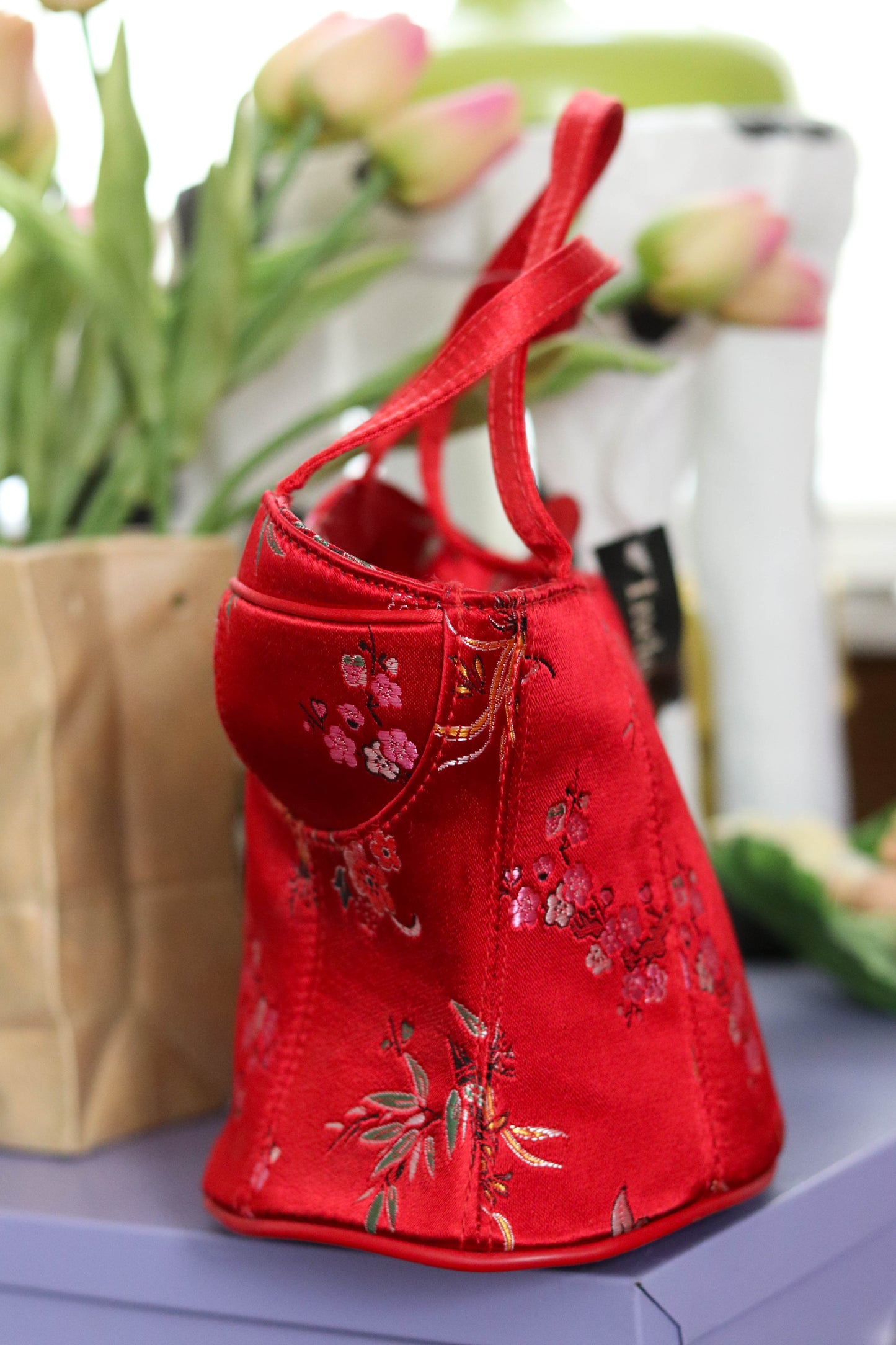 2000s Deadstock Red Floral Bustier Purse (B)