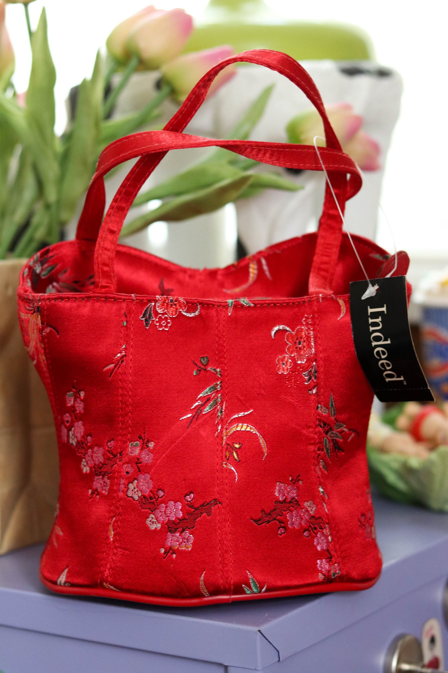 2000s Deadstock Red Floral Bustier Purse (B)