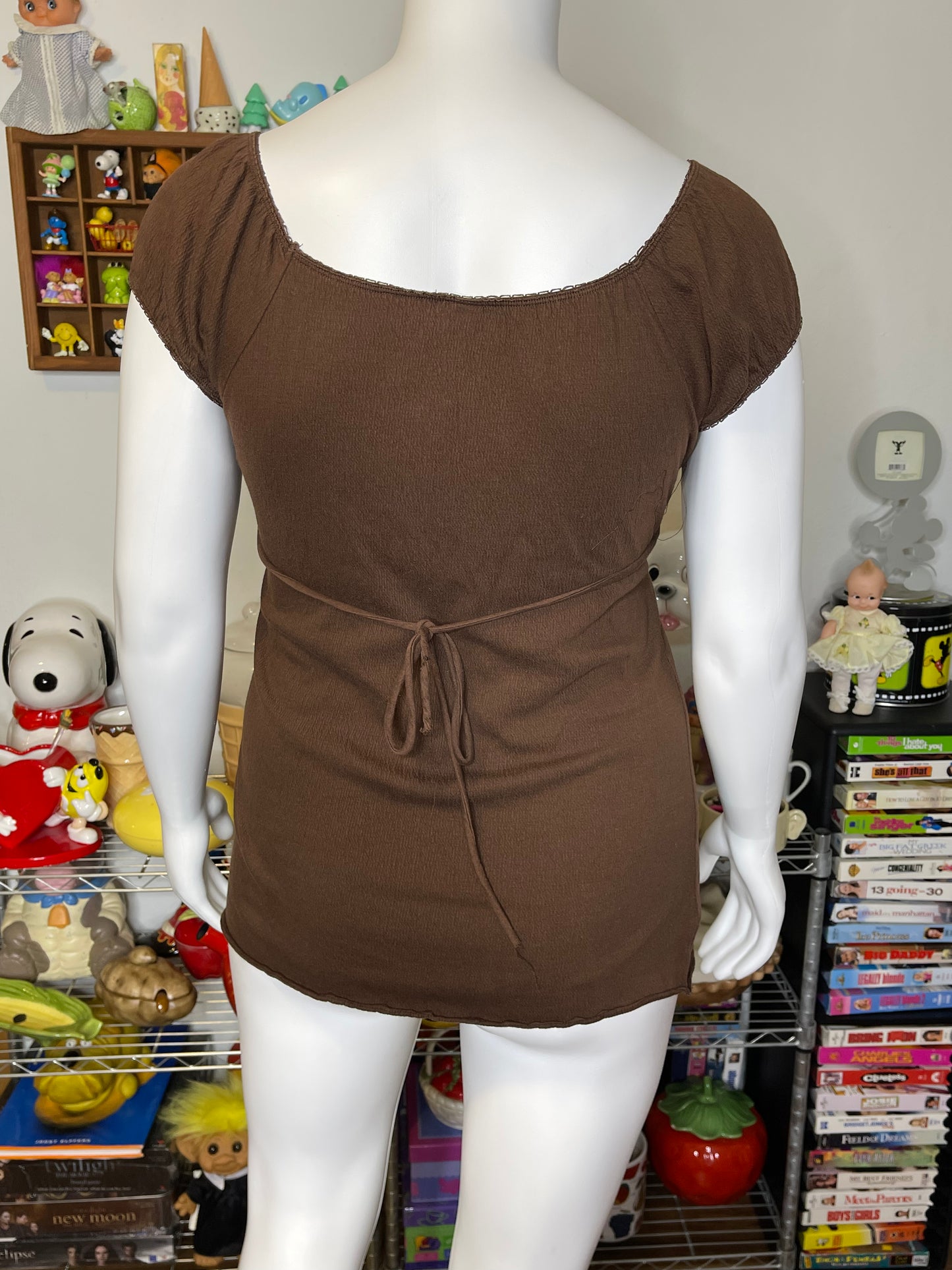 2000s Brown Babydoll Top Sz XL