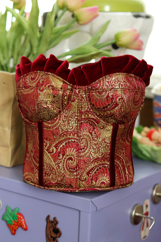 Y2K Deadstock Velvet Renaissance Style Bustier Corset Purse (A)