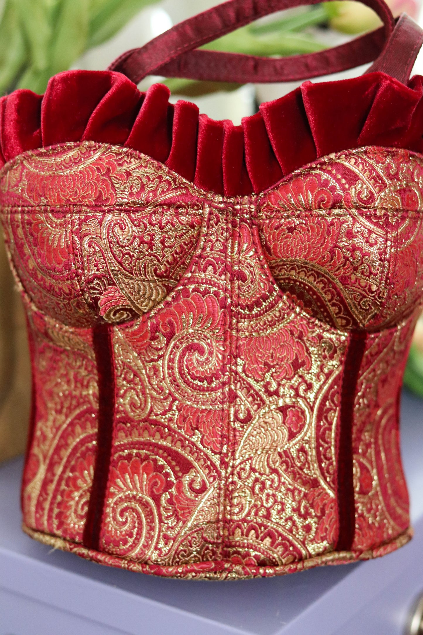 Y2K Deadstock Velvet Renaissance Style Bustier Corset Purse (B)