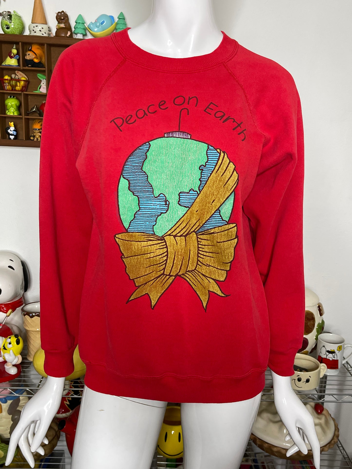 90s Peace On Earth Holiday Graphic Sweater Sz L