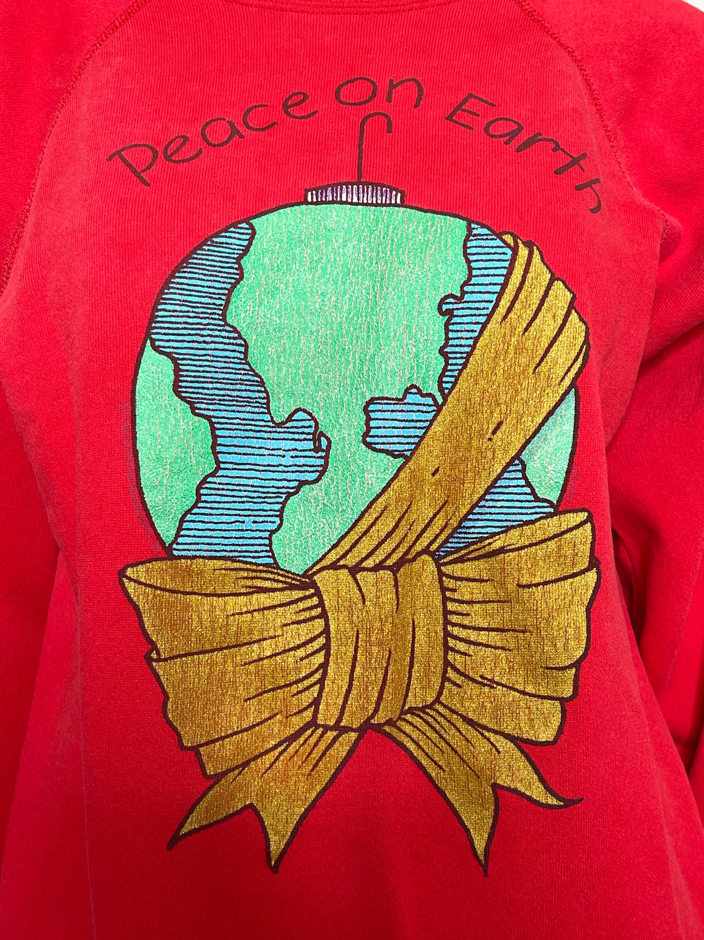 90s Peace On Earth Holiday Graphic Sweater Sz L