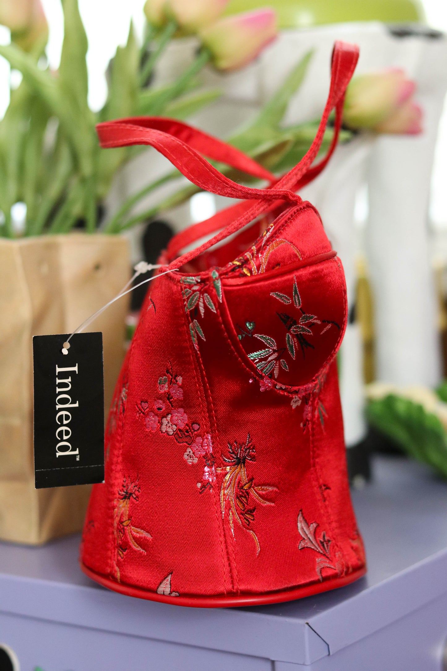 2000s Deadstock Red Floral Bustier Purse (C)