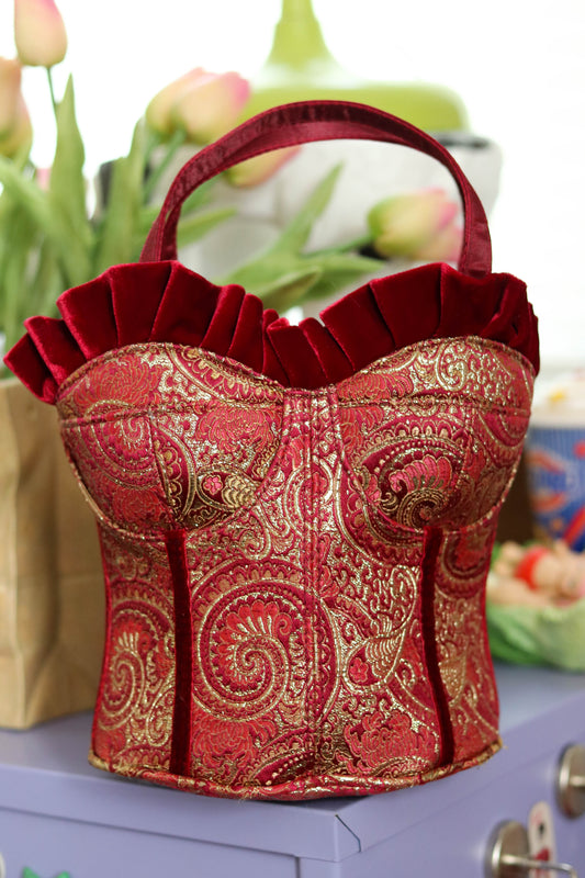 Y2K Deadstock Velvet Renaissance Style Bustier Corset Purse (C)