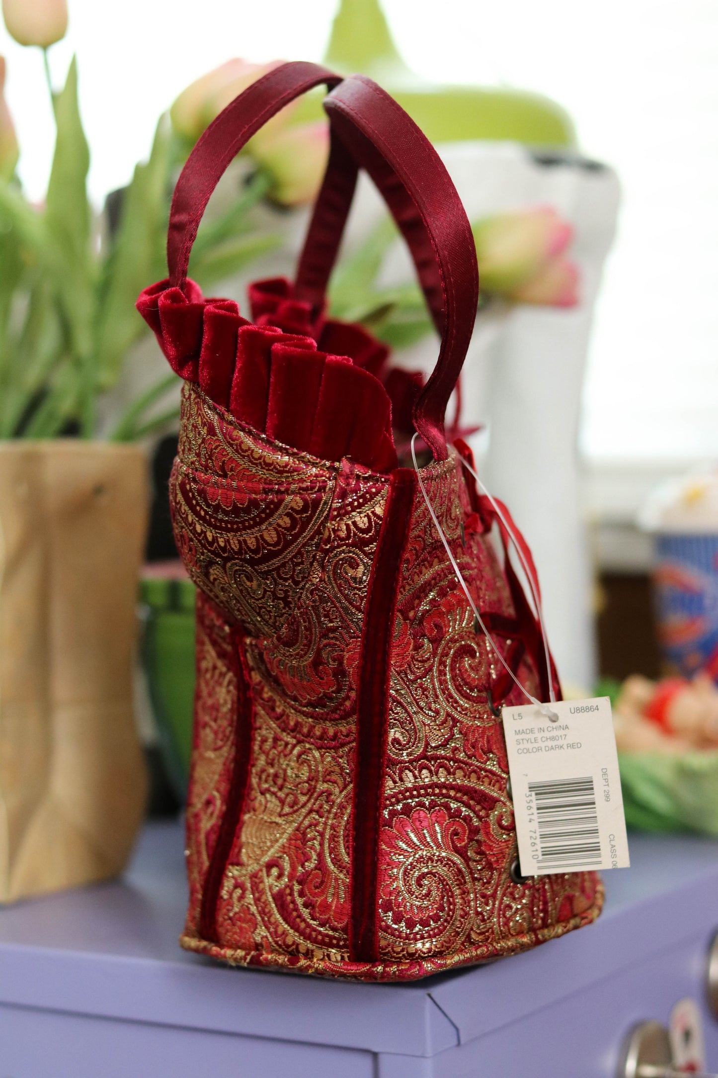 Y2K Deadstock Velvet Renaissance Style Bustier Corset Purse (C)
