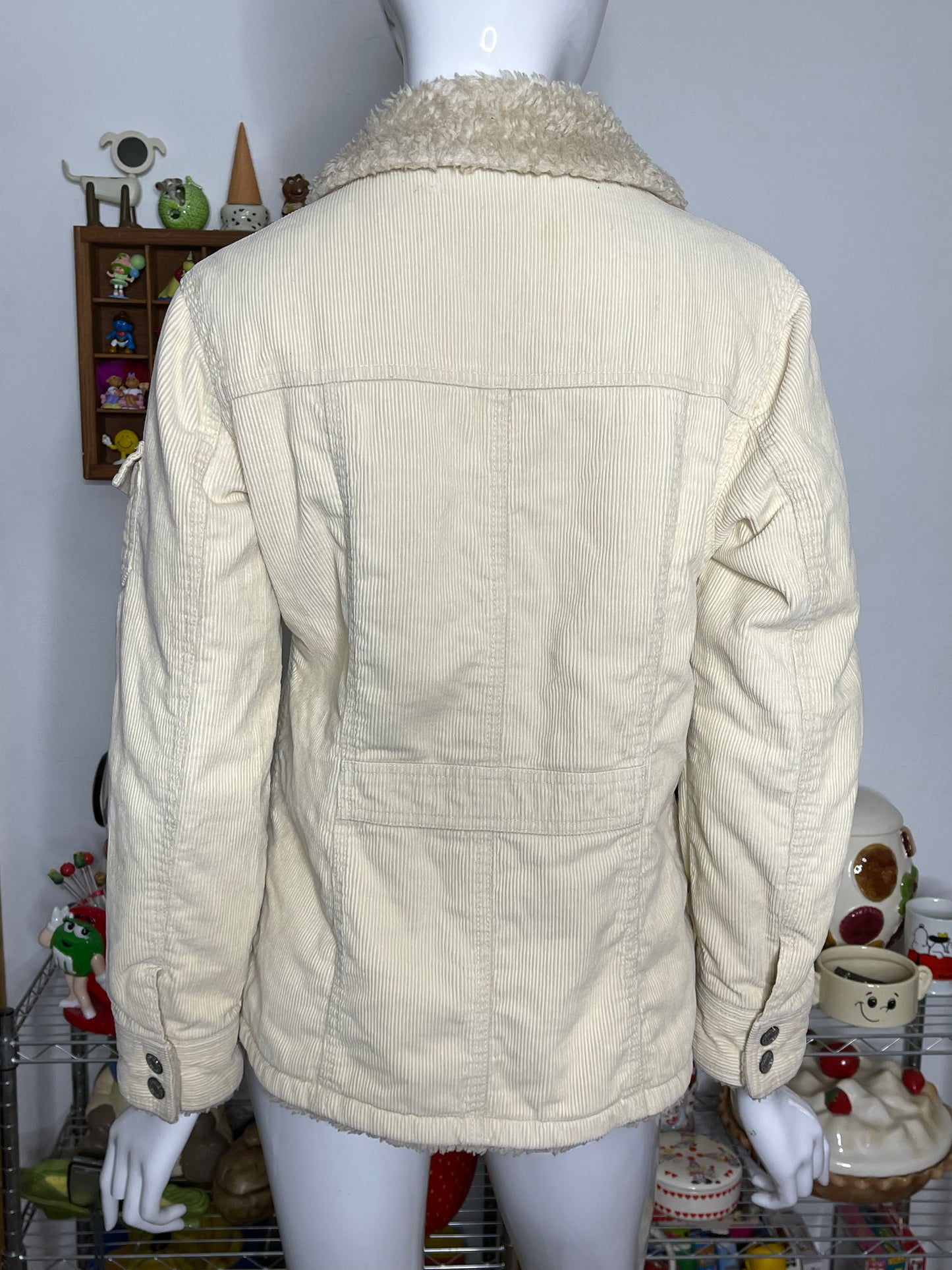 90s cream yellow corduroy sherpa jacket sz S