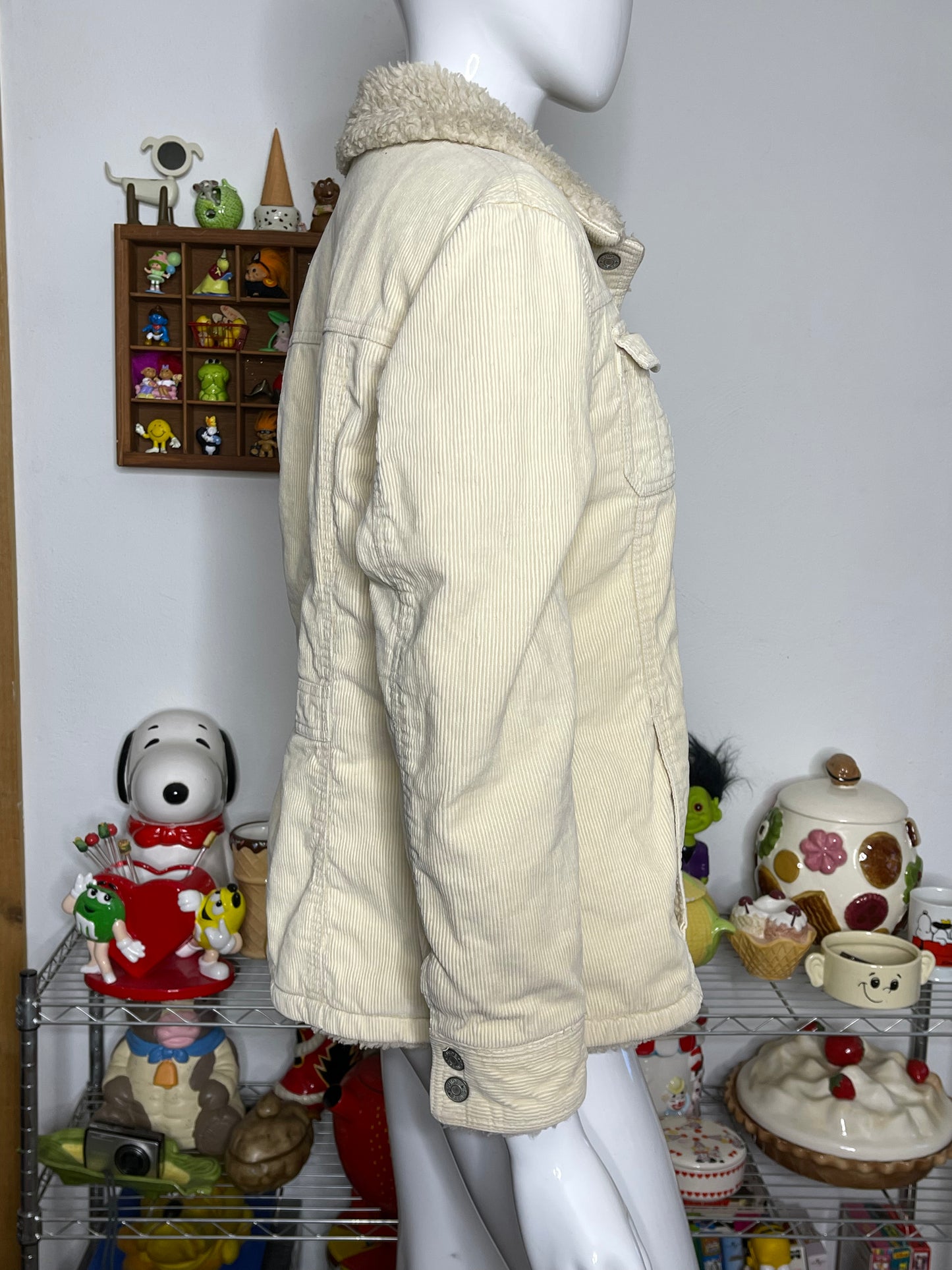 90s cream yellow corduroy sherpa jacket sz S