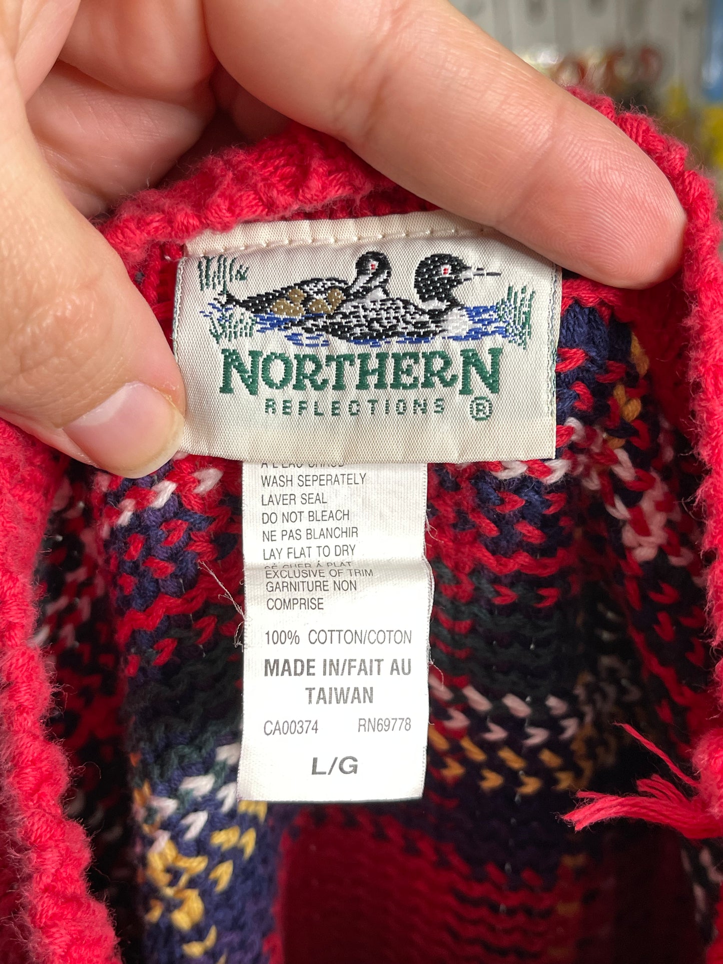 Vintage chunky plaid knit oversized sweater sz L