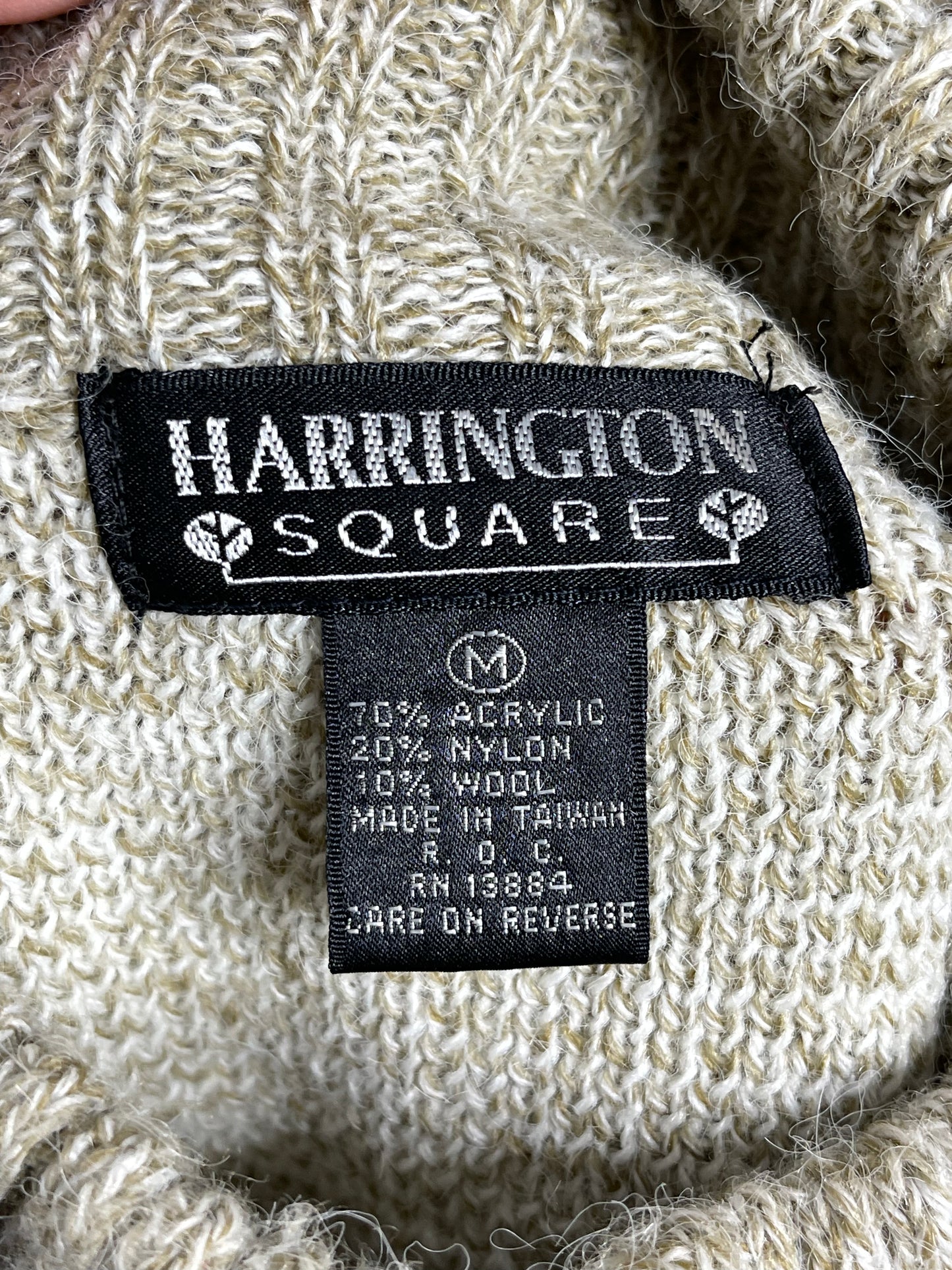 90s cream and tan swirly knit sweater sz M