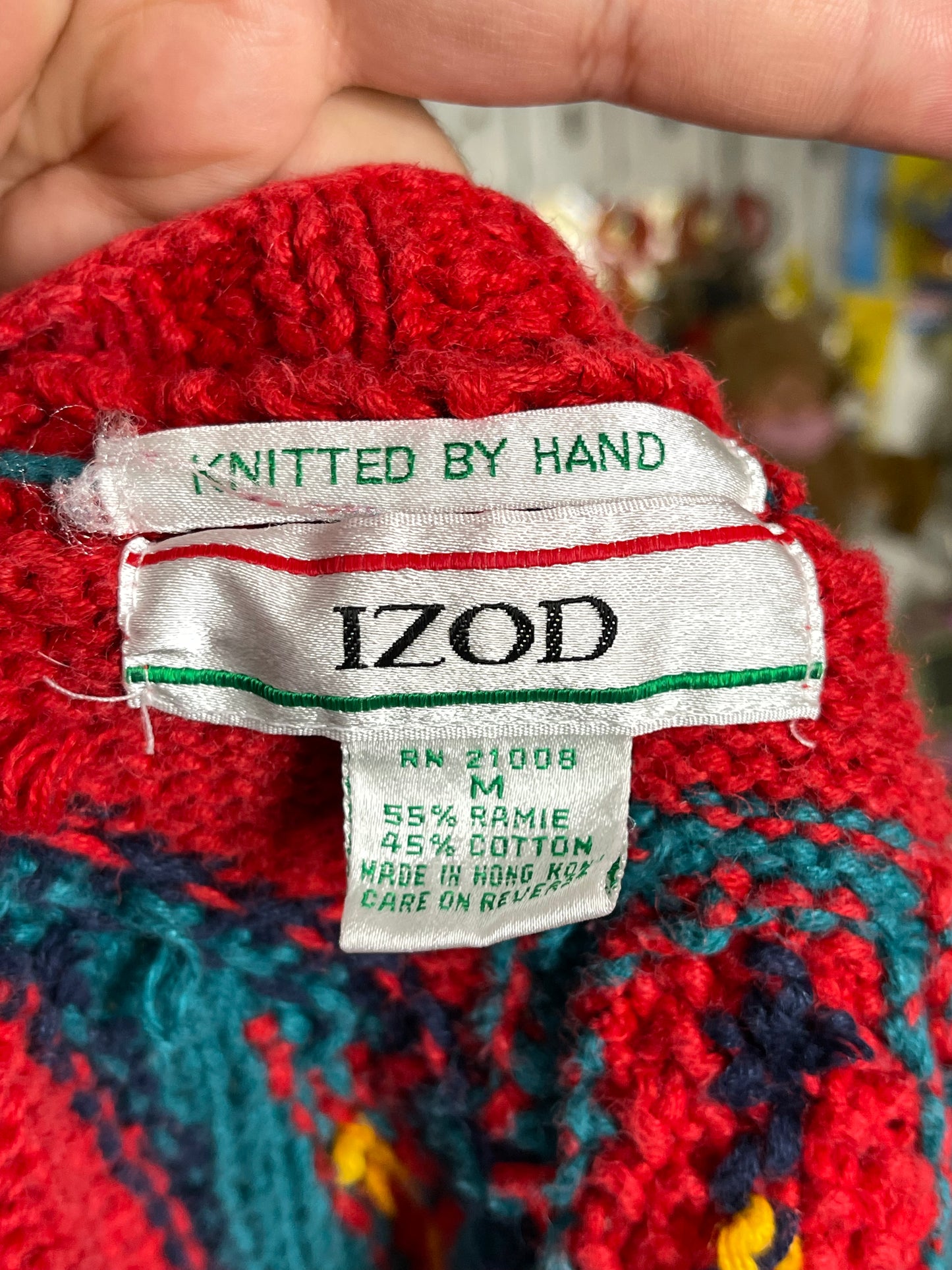 90s chunky paisley hand knit cardigan sz M