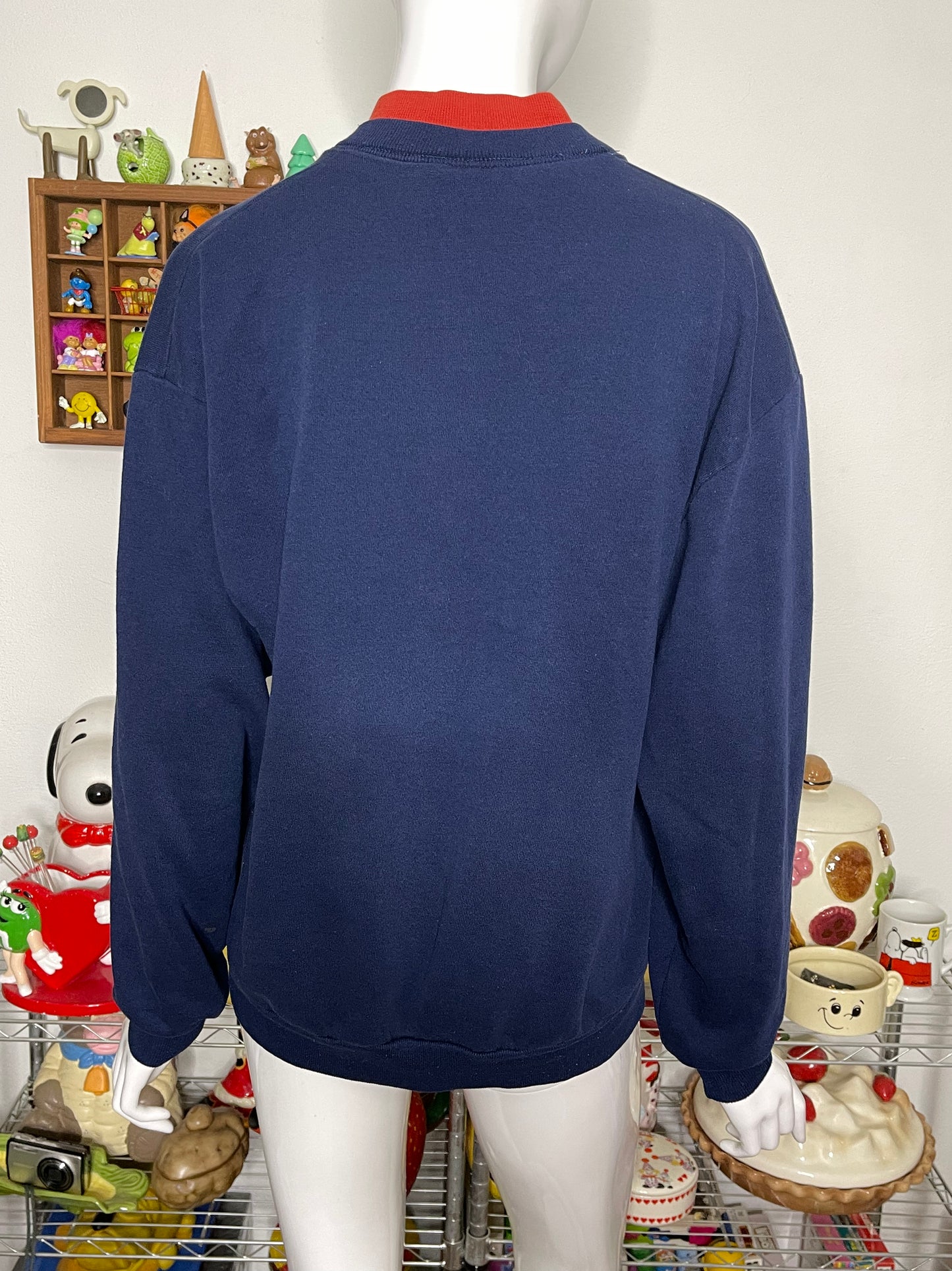 90s Winter Rose Emboridered Crewneck Sweater Sz L