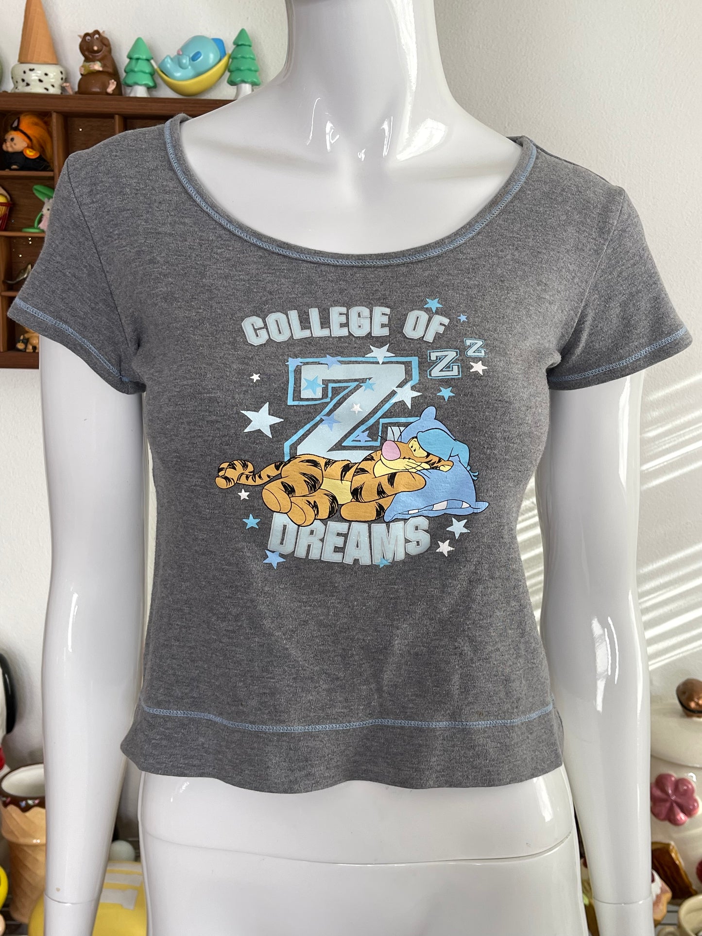 2000s Tigger "College of dreams" Cropped Baby Tee Sz  S/M