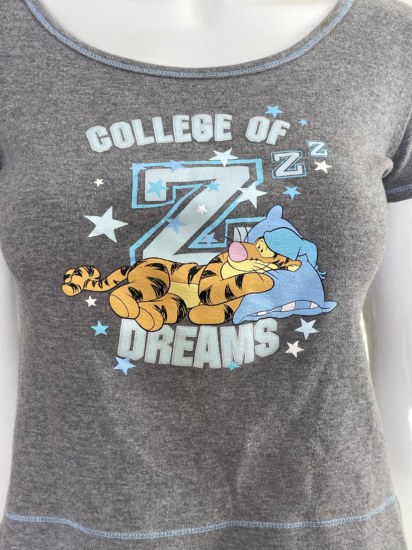 2000s Tigger "College of dreams" Cropped Baby Tee Sz  S/M