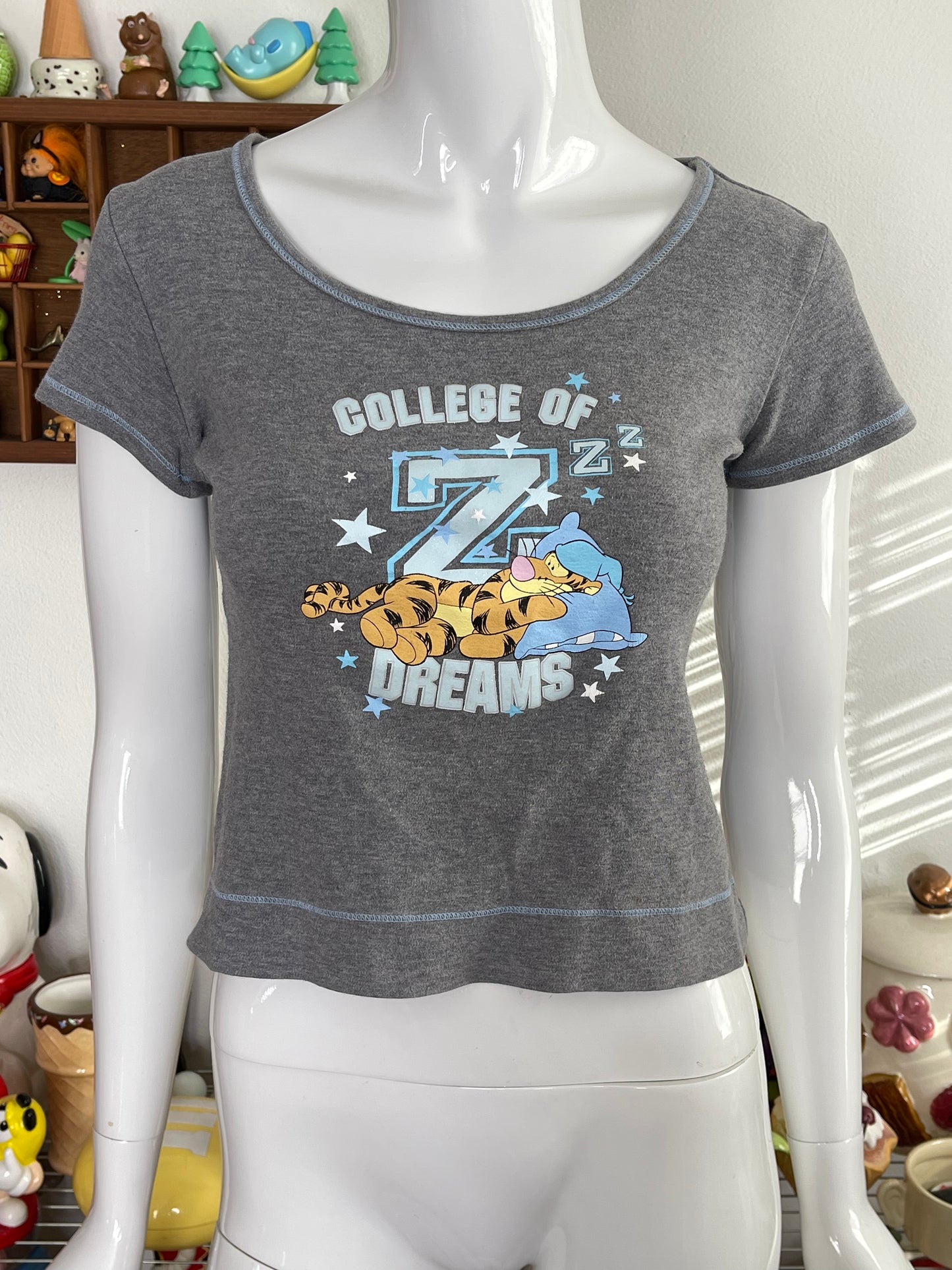2000s Tigger "College of dreams" Cropped Baby Tee Sz  S/M