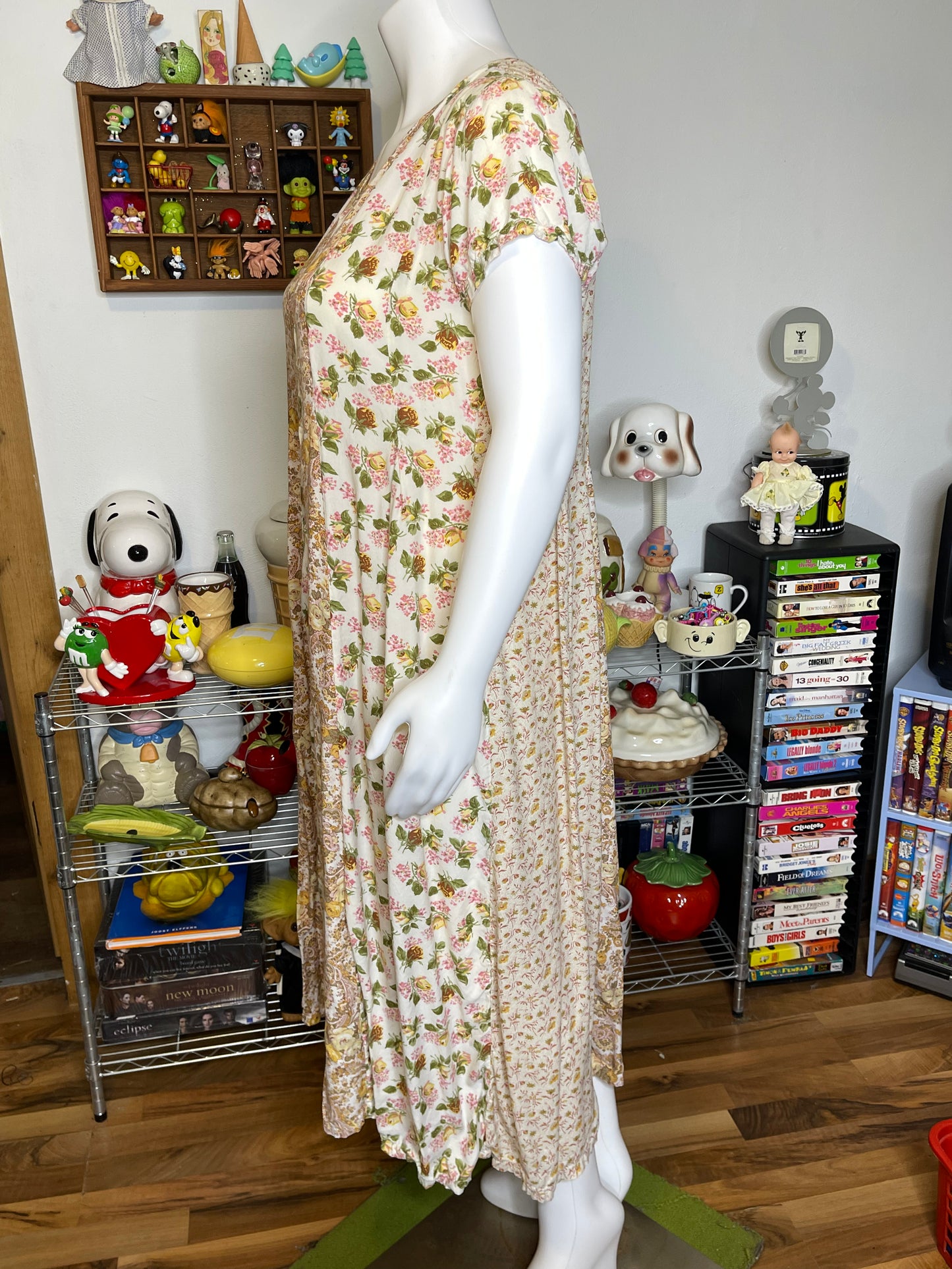 Vintage Boho Patchwork Floral Print Maxi Dress Sz XL/XXL