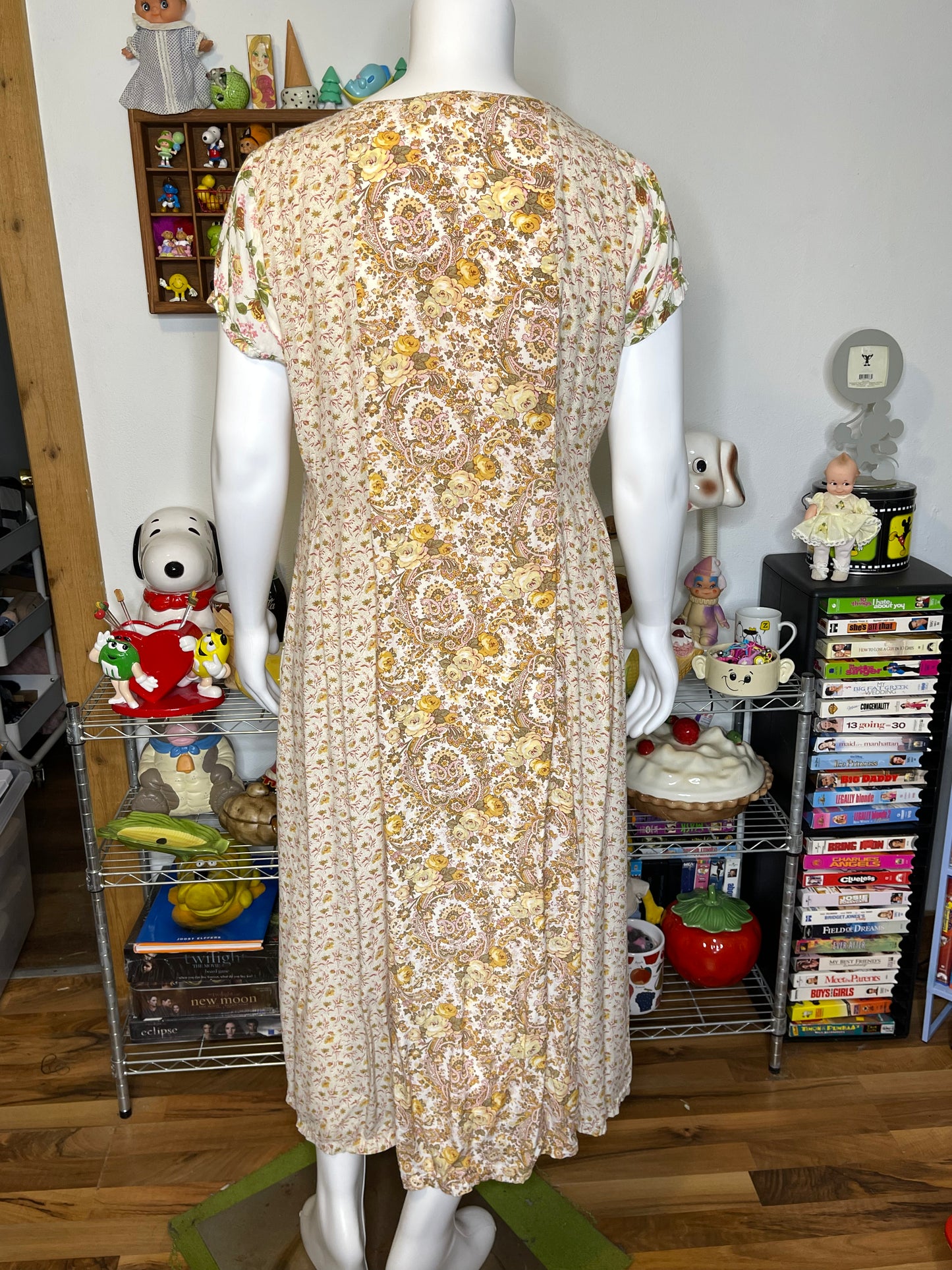 Vintage Boho Patchwork Floral Print Maxi Dress Sz XL/XXL