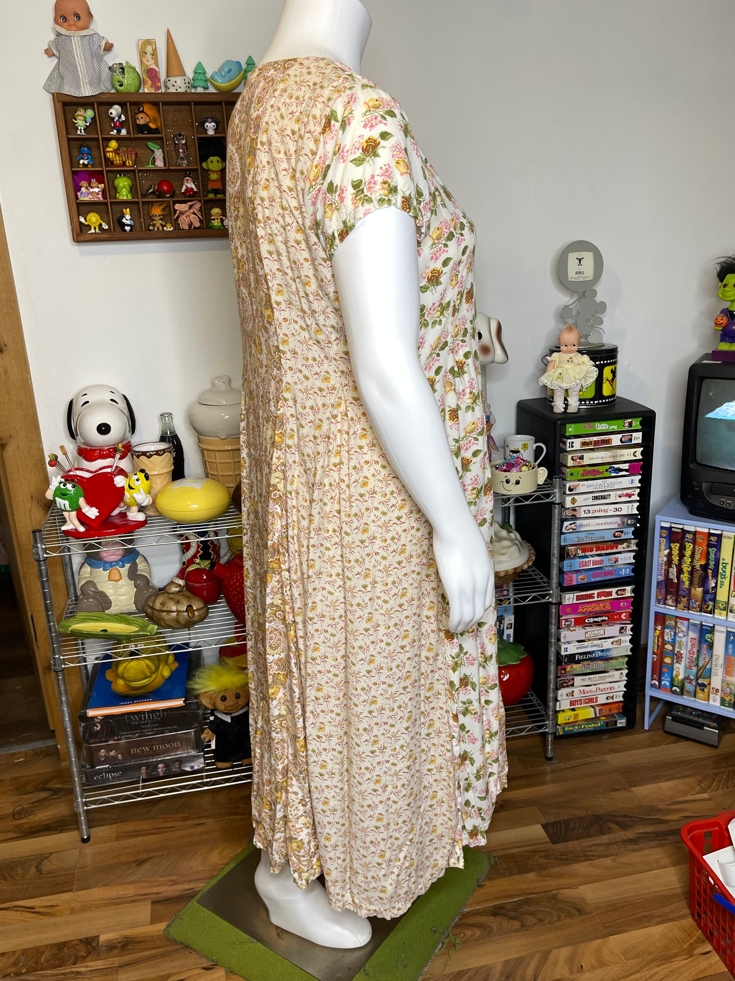 Vintage Boho Patchwork Floral Print Maxi Dress Sz XL/XXL