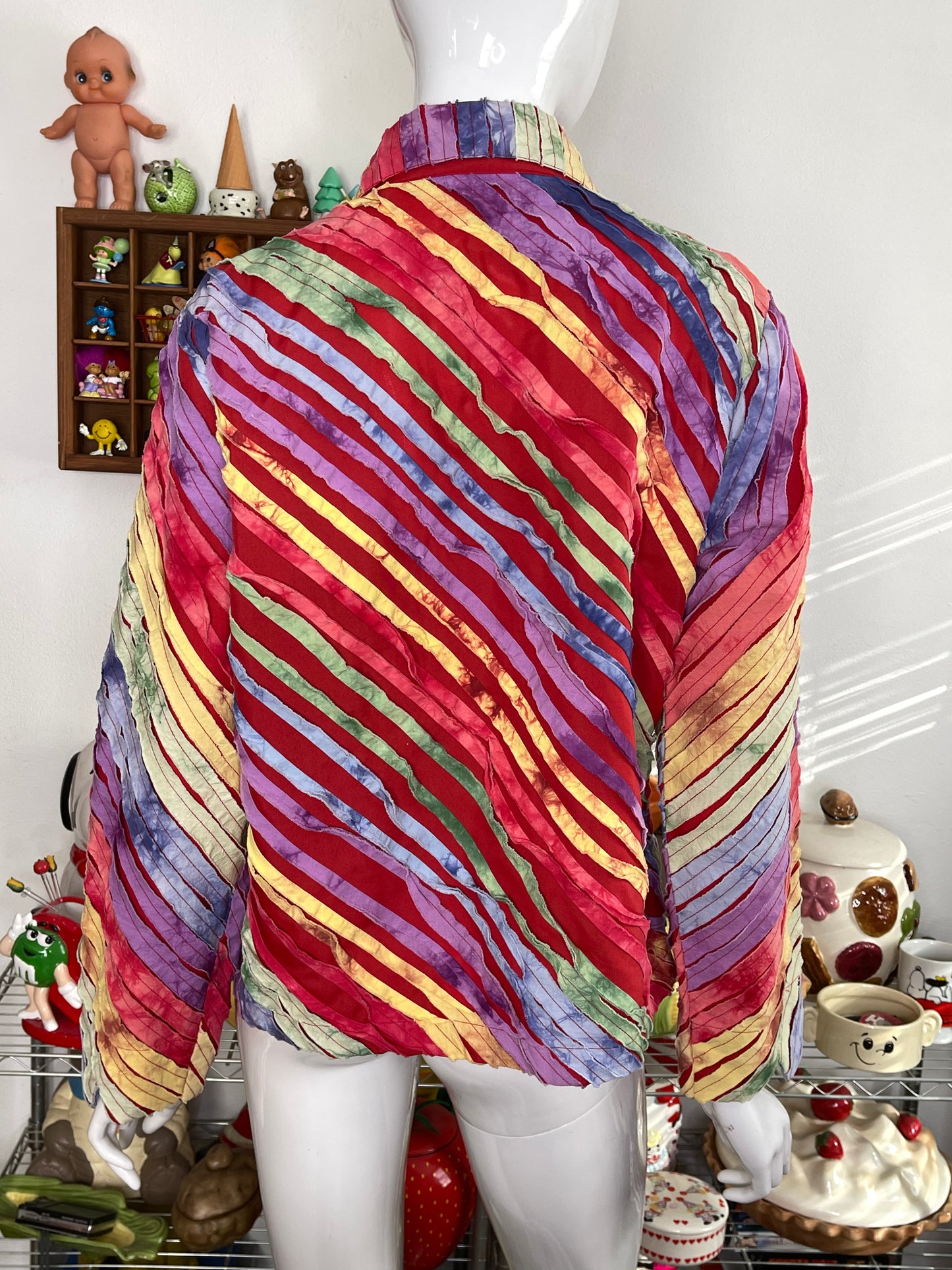 Vintage Distressed Rainbow Tie-dye Light Weight Jacket Sz M