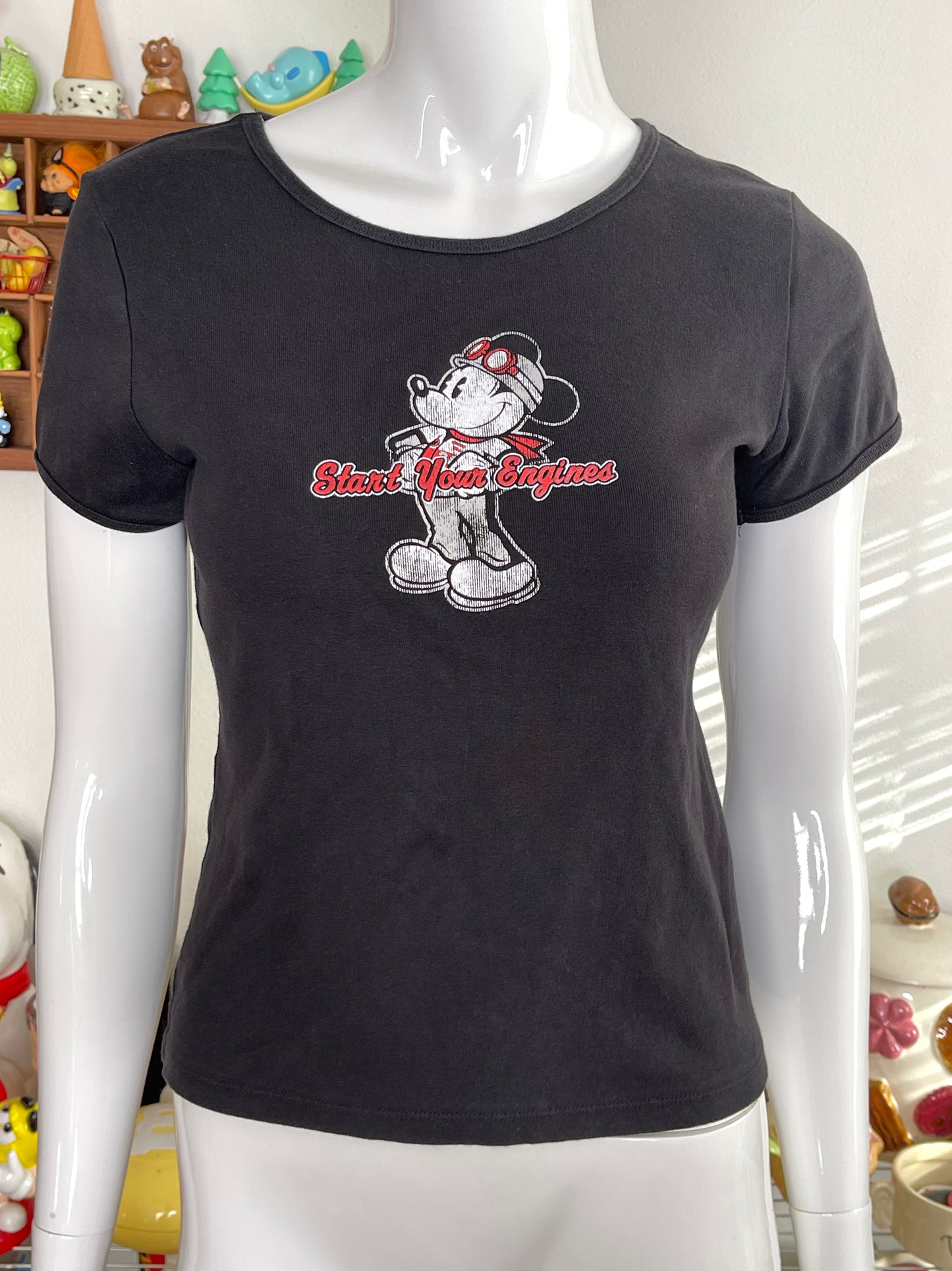 2000s Mickey Mouse "Start your engines" Baby tee Sz M