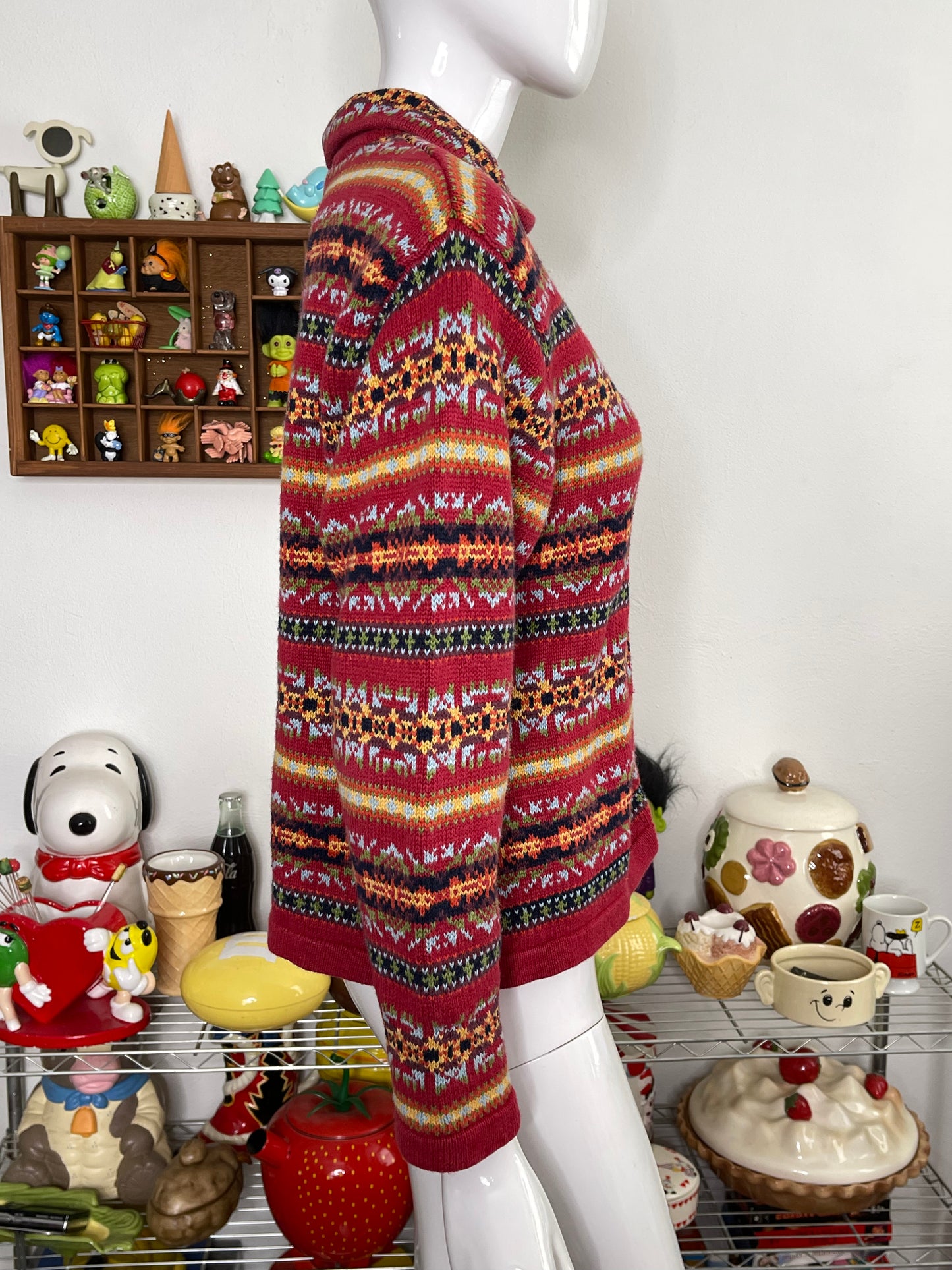 90s Northcrest colorful collared knit cardigan sz M/L