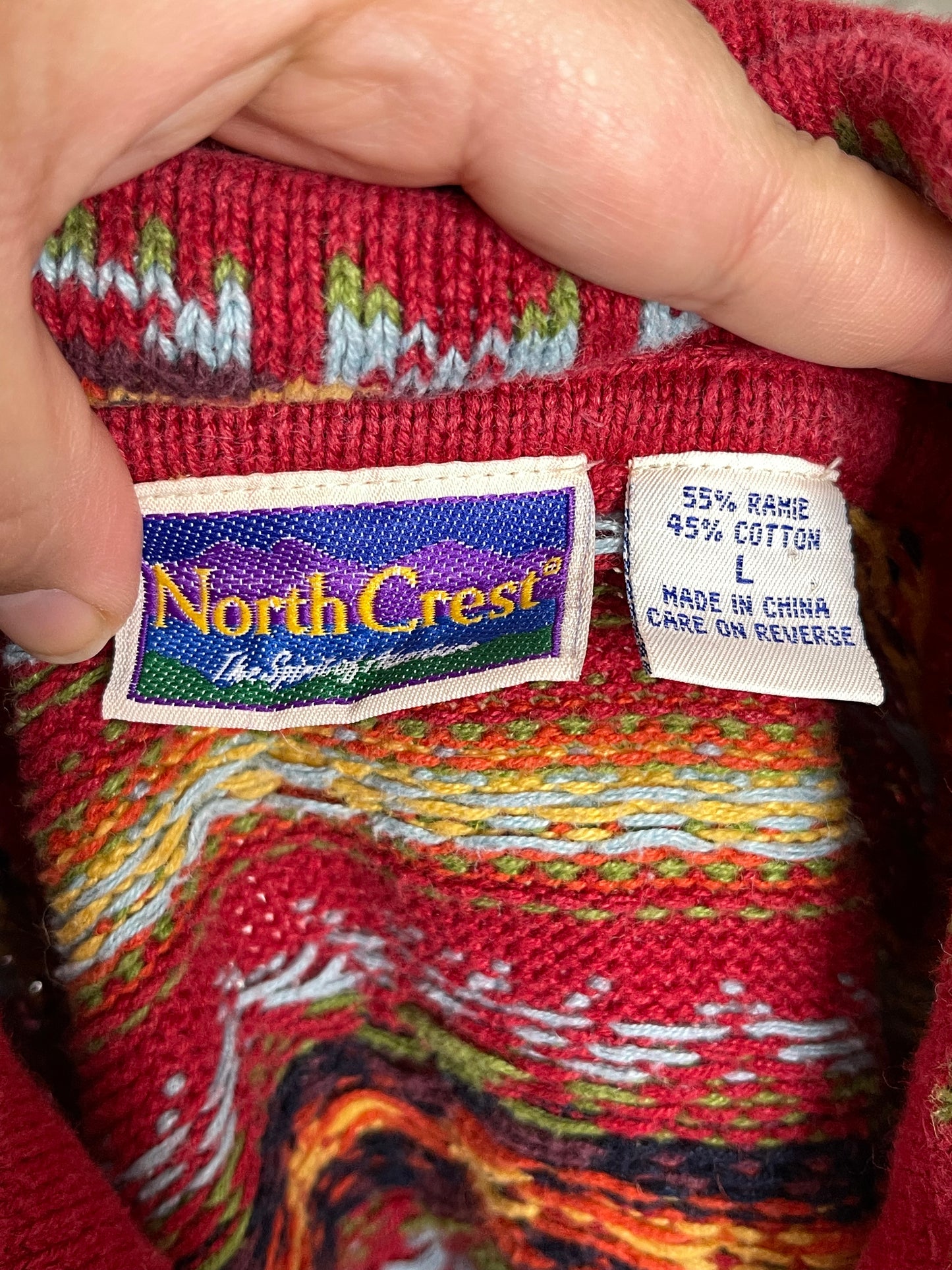 90s Northcrest colorful collared knit cardigan sz M/L