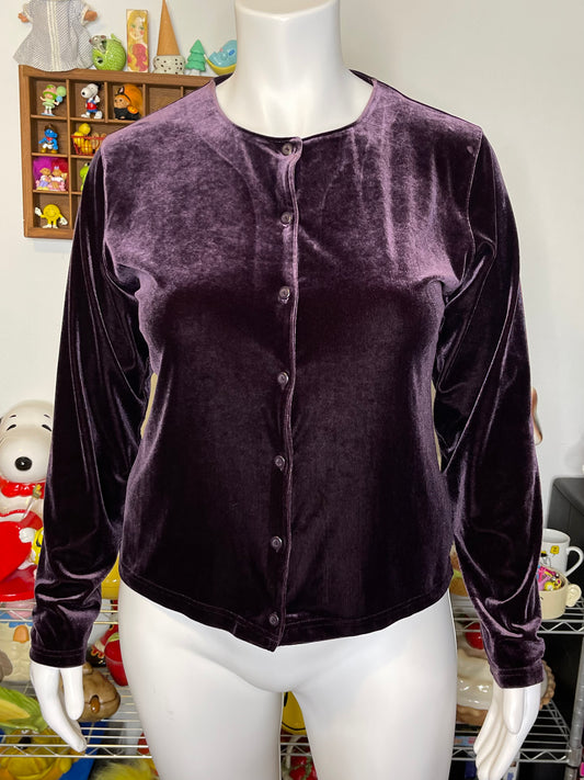 Vintage Frosty Purple Velvet Cardigan Sz XL