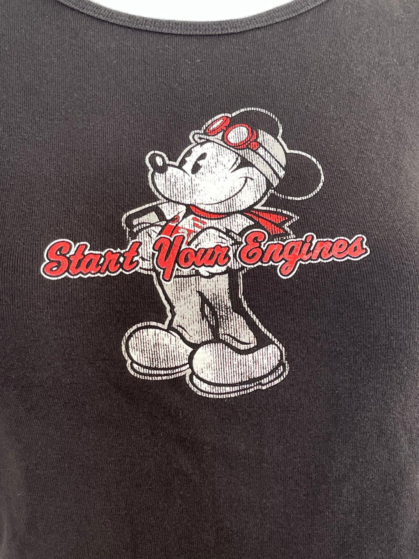 2000s Mickey Mouse "Start your engines" Baby tee Sz M