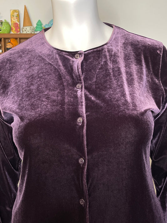 Vintage Frosty Purple Velvet Cardigan Sz XL