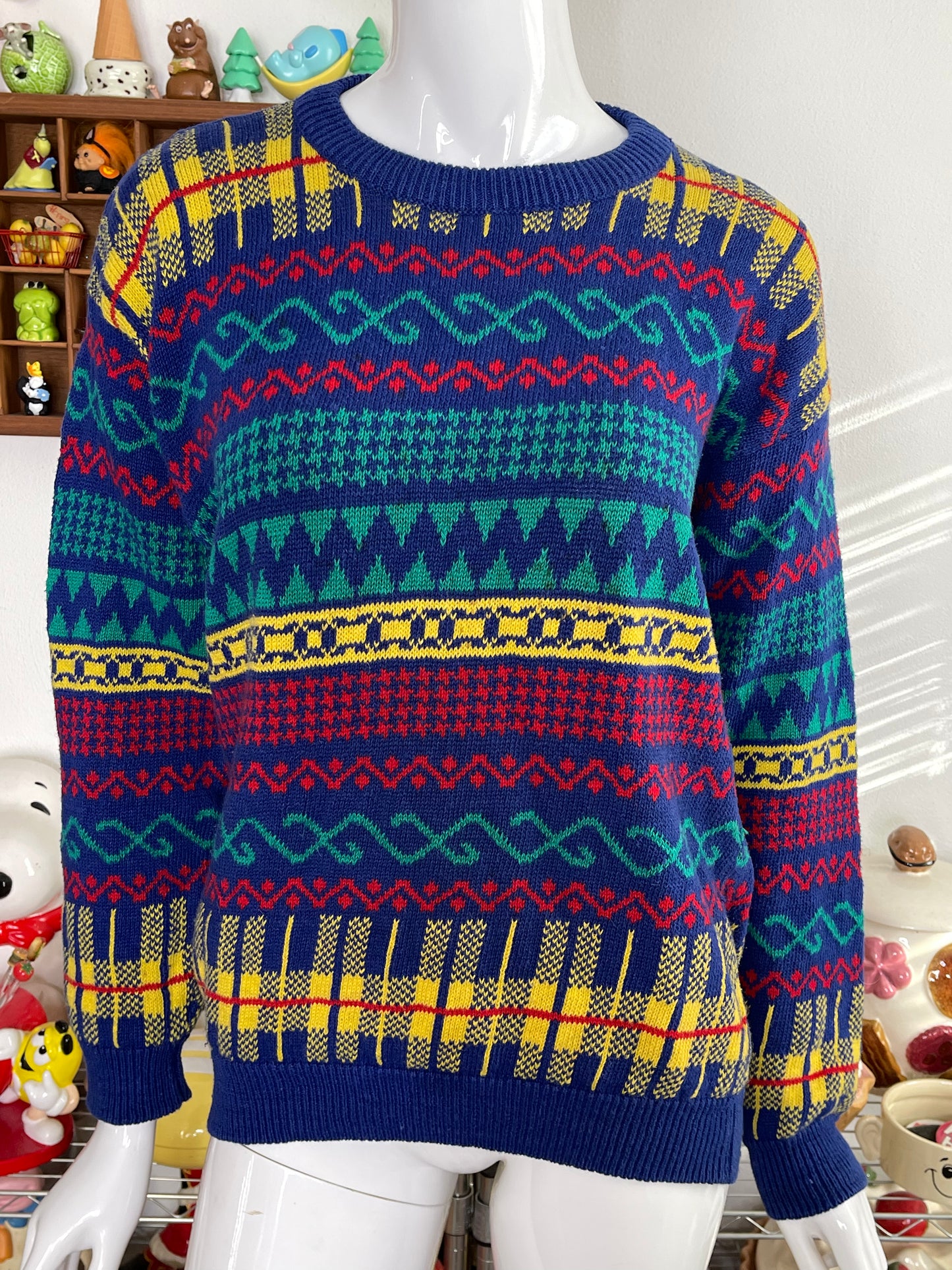 Vintage 90s Primary Retro Oversized Knit Sweater Sz M