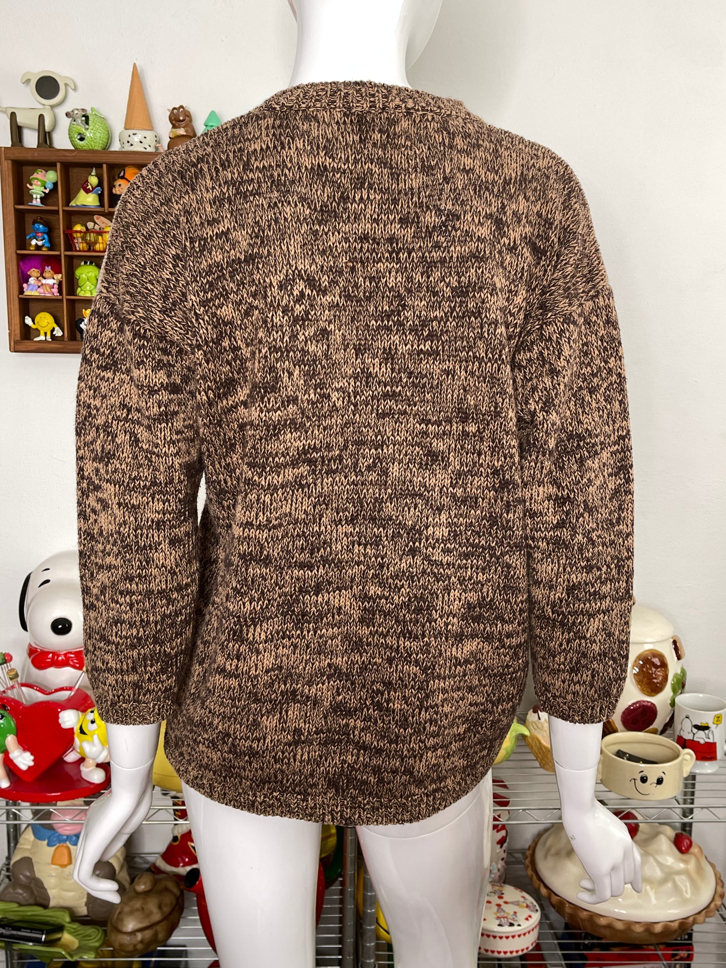 90s chunky grandma floral knit sweater sz M