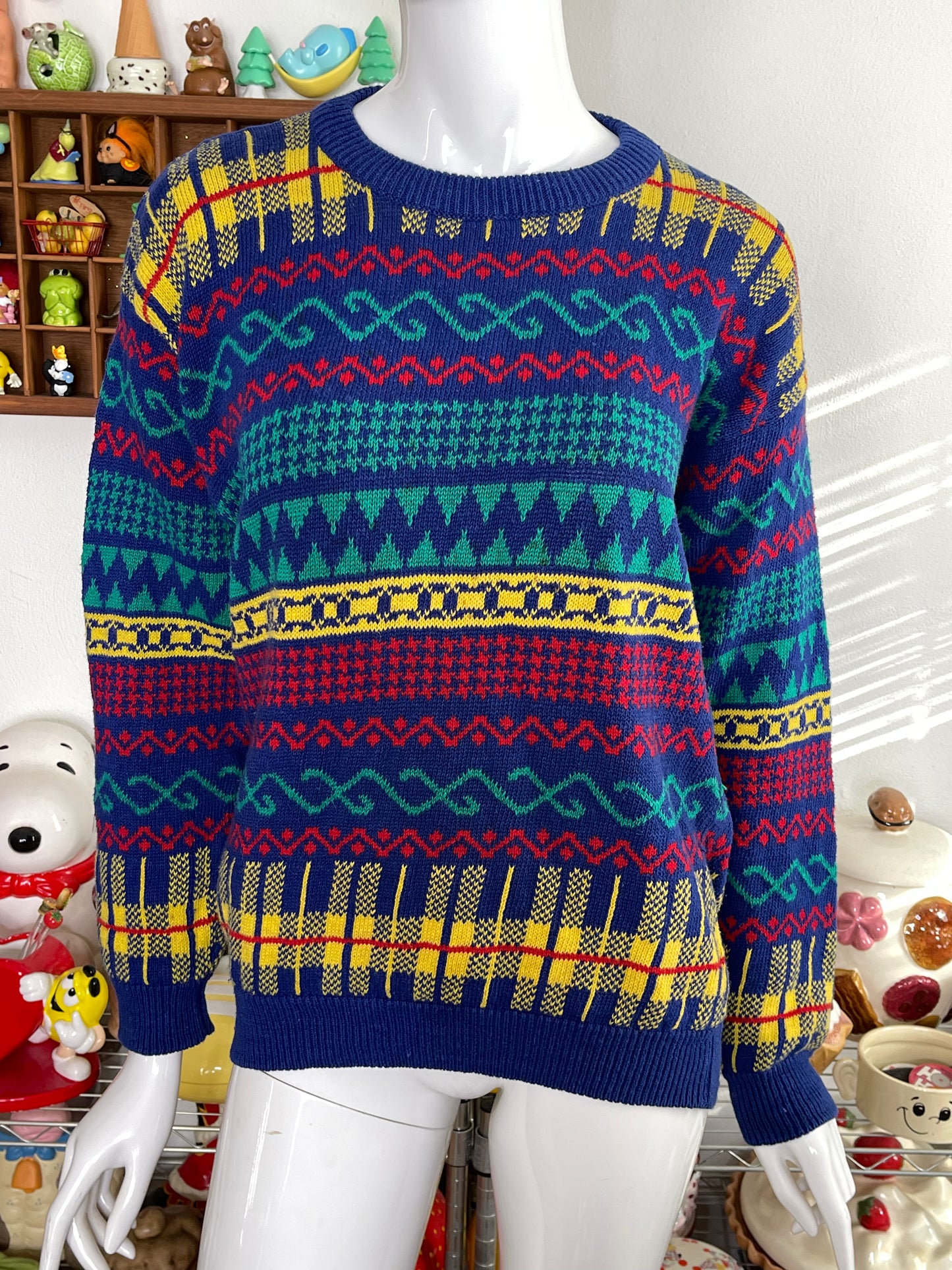 Vintage 90s Primary Retro Oversized Knit Sweater Sz M