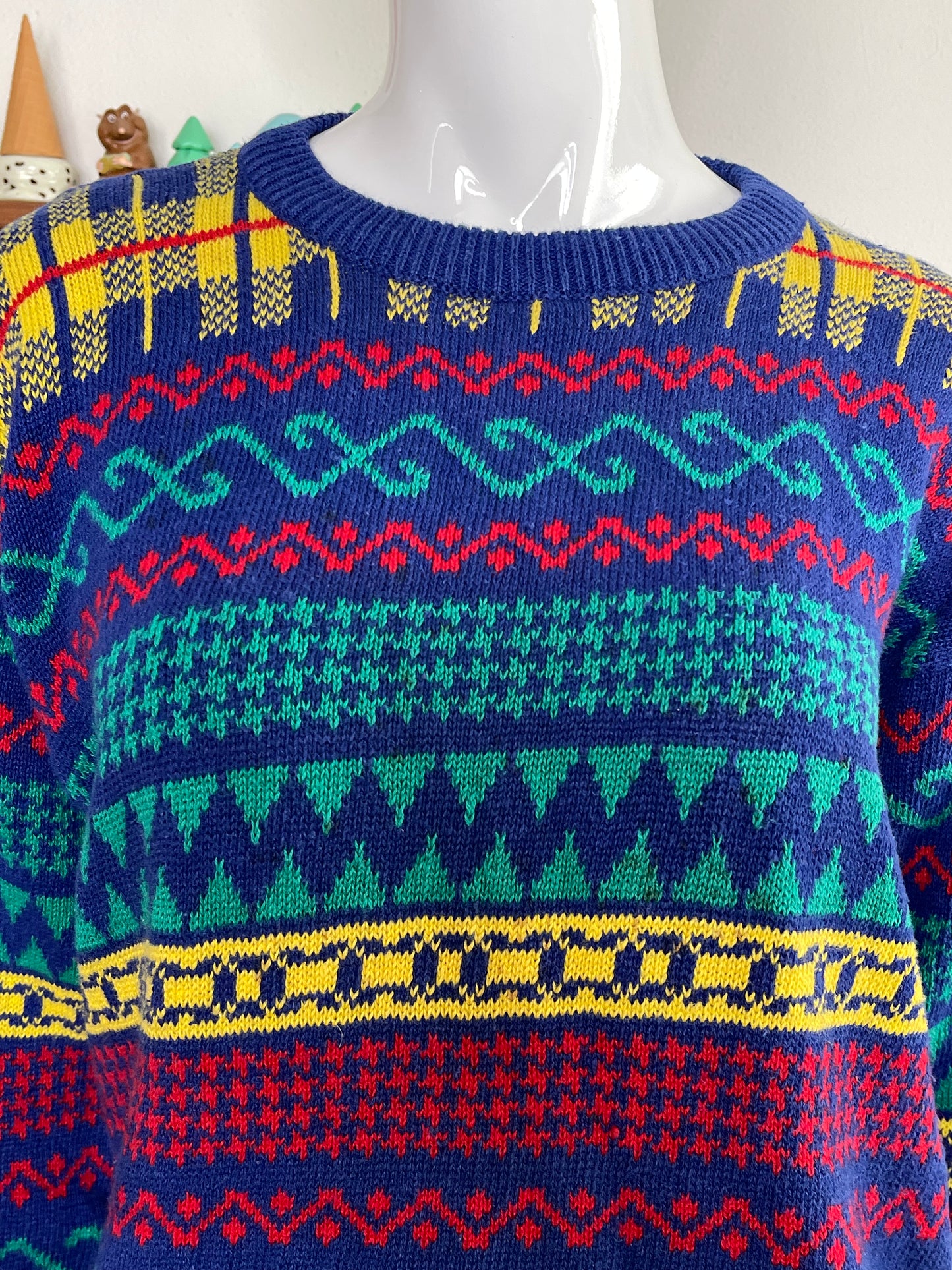 Vintage 90s Primary Retro Oversized Knit Sweater Sz M
