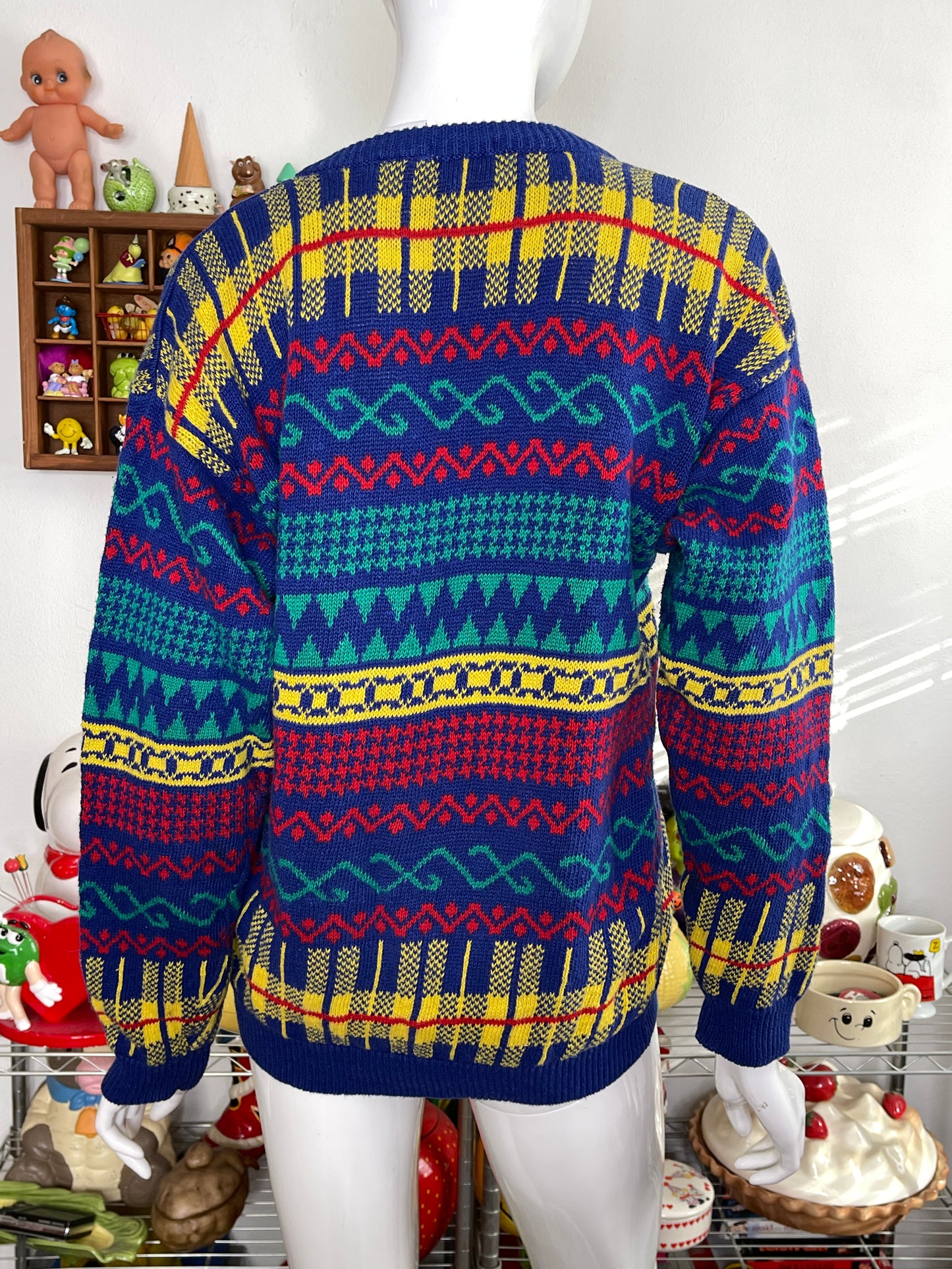 Vintage 90s Primary Retro Oversized Knit Sweater Sz M
